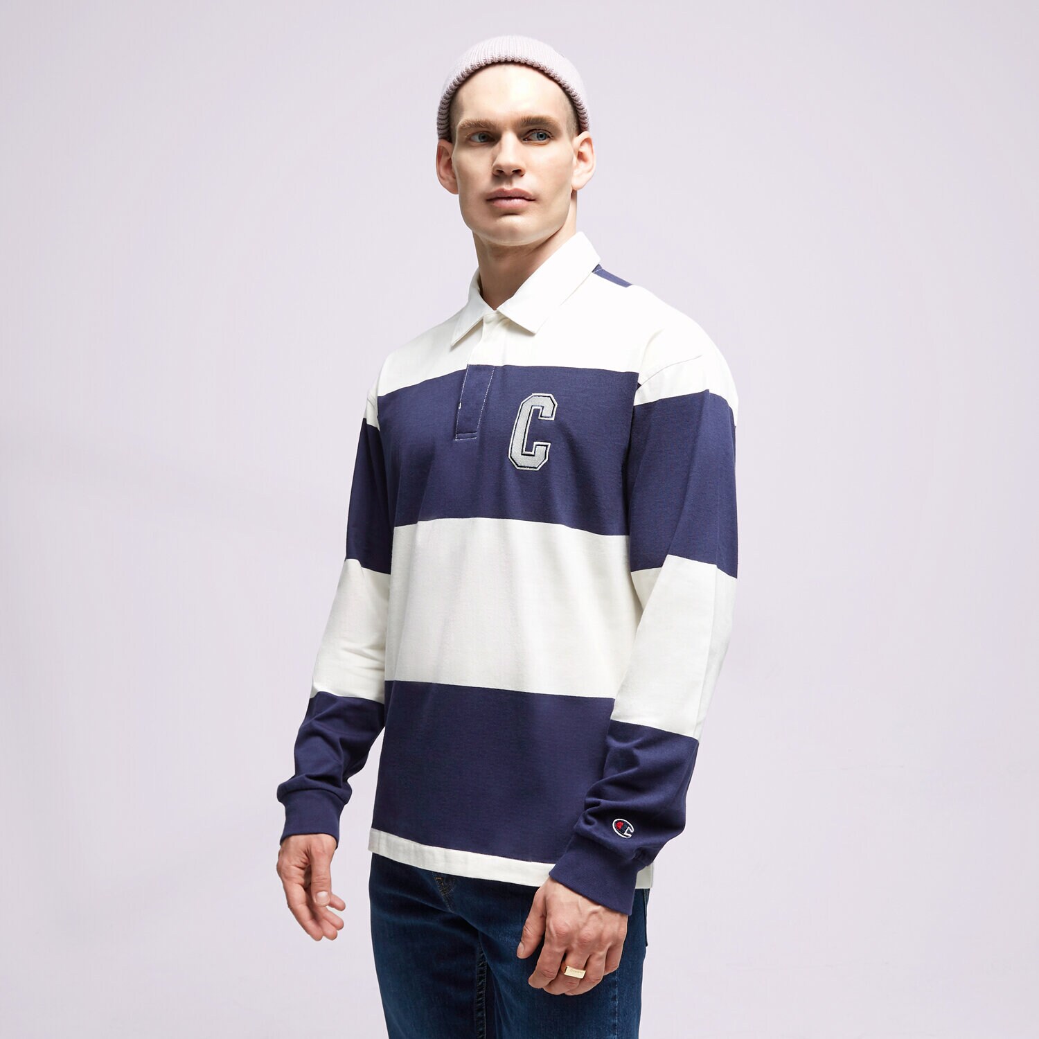 Muške majice CHAMPION T-SHIRT STRIPED POLO 219181BS561 tamno plava