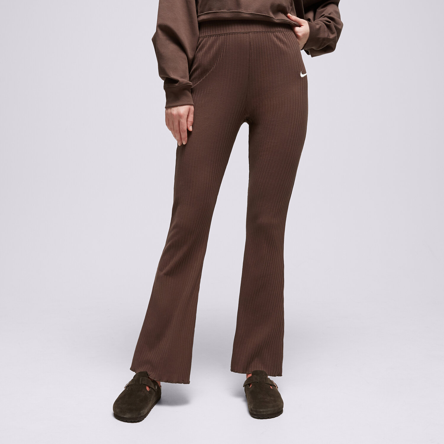 Ženske hlače NIKE HLAČE W NSW RIB JRSY DV7868-237 smeđa