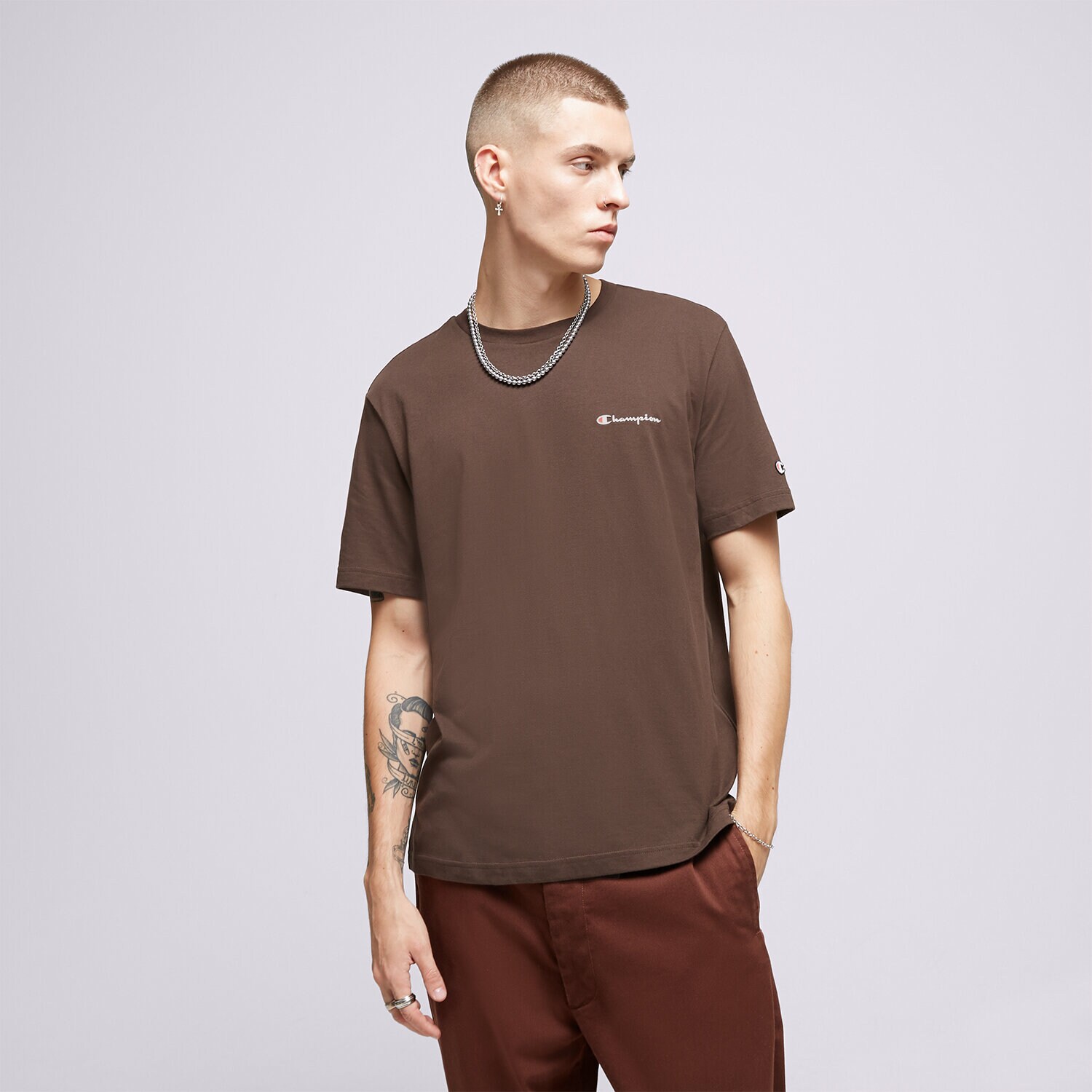 Muške majice CHAMPION T-SHIRT CREWNECK 219214MS548 smeđa