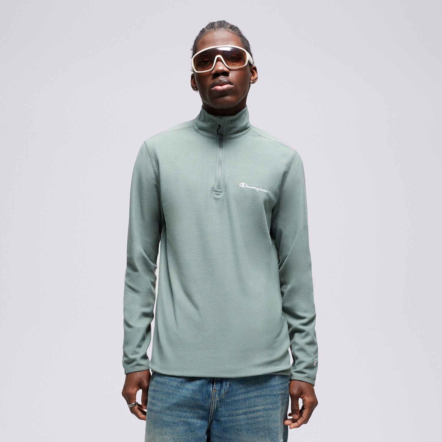 Muške dukserice CHAMPION RUNO HALF ZIP TOP 216695GS510 zelena