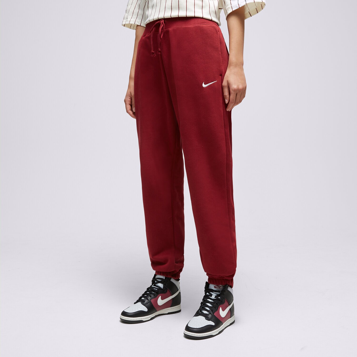 Ženske hlače NIKE HLAČE W NSW PHNX FLC HR OS PANT DQ5887-677 bordo