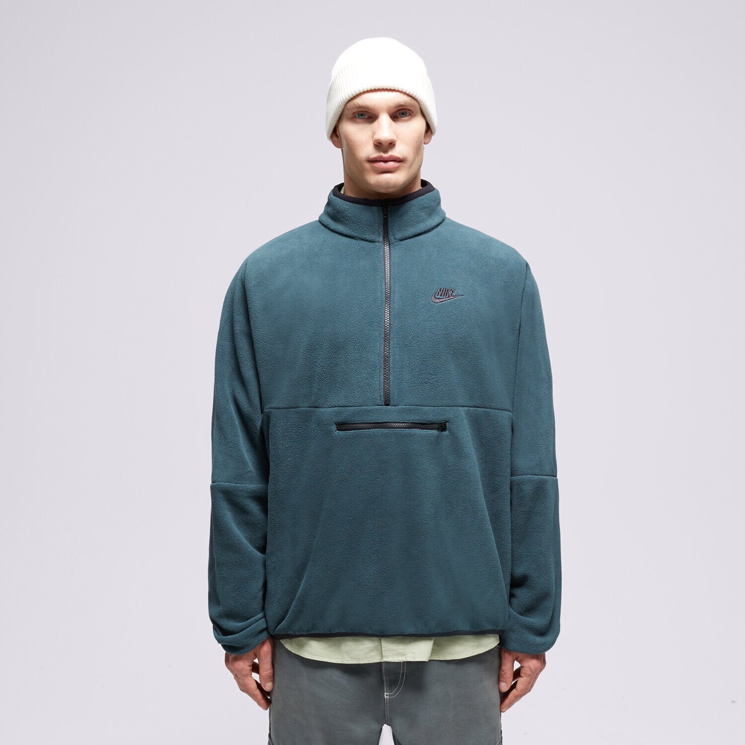 Muške dukserice NIKE VESTA M NK CLUB+ PLR LS HZ TOP DX0525-328 zelena