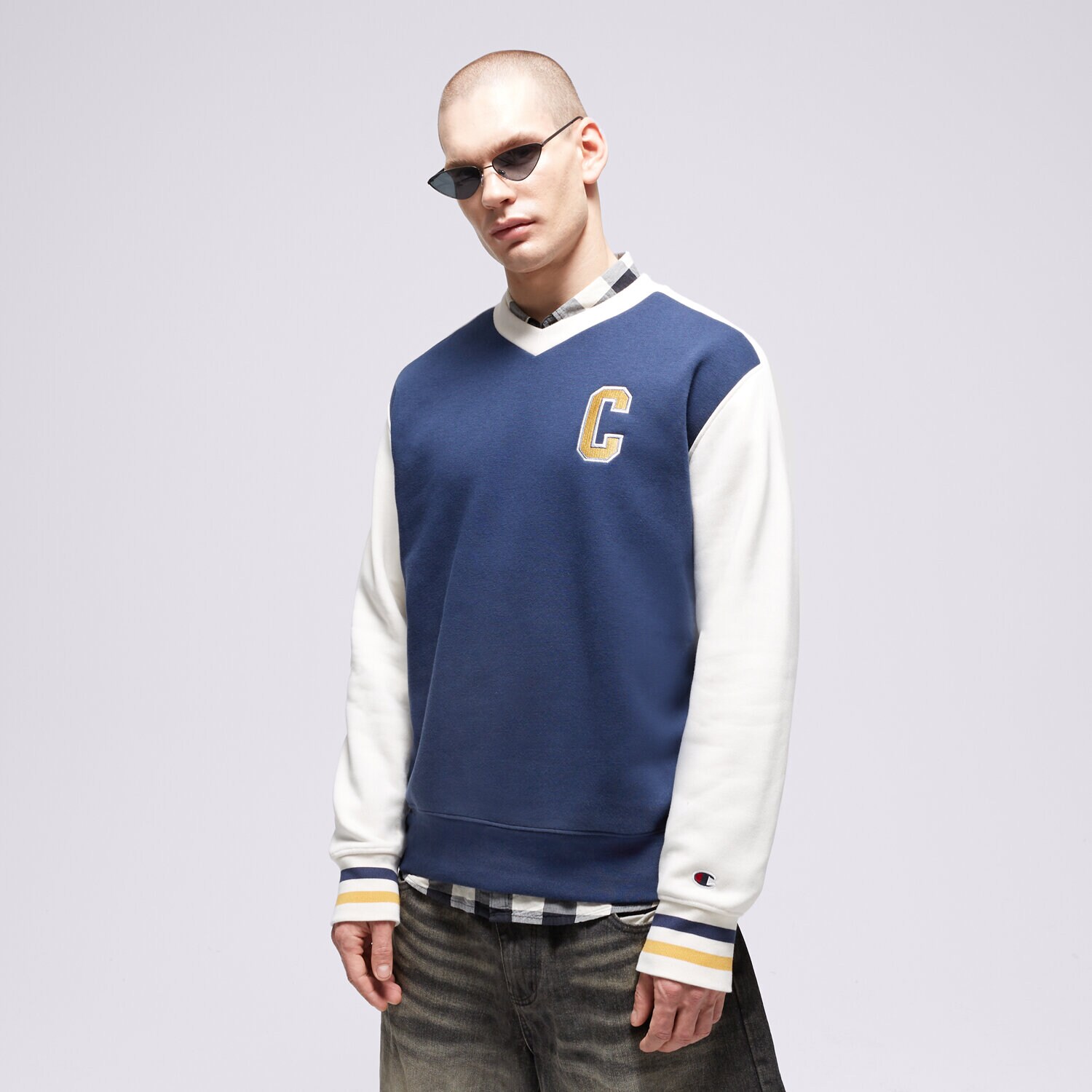 Muške dukserice CHAMPION VESTA V-NECK SWEATSHIRT 219176BS561 tamno plava