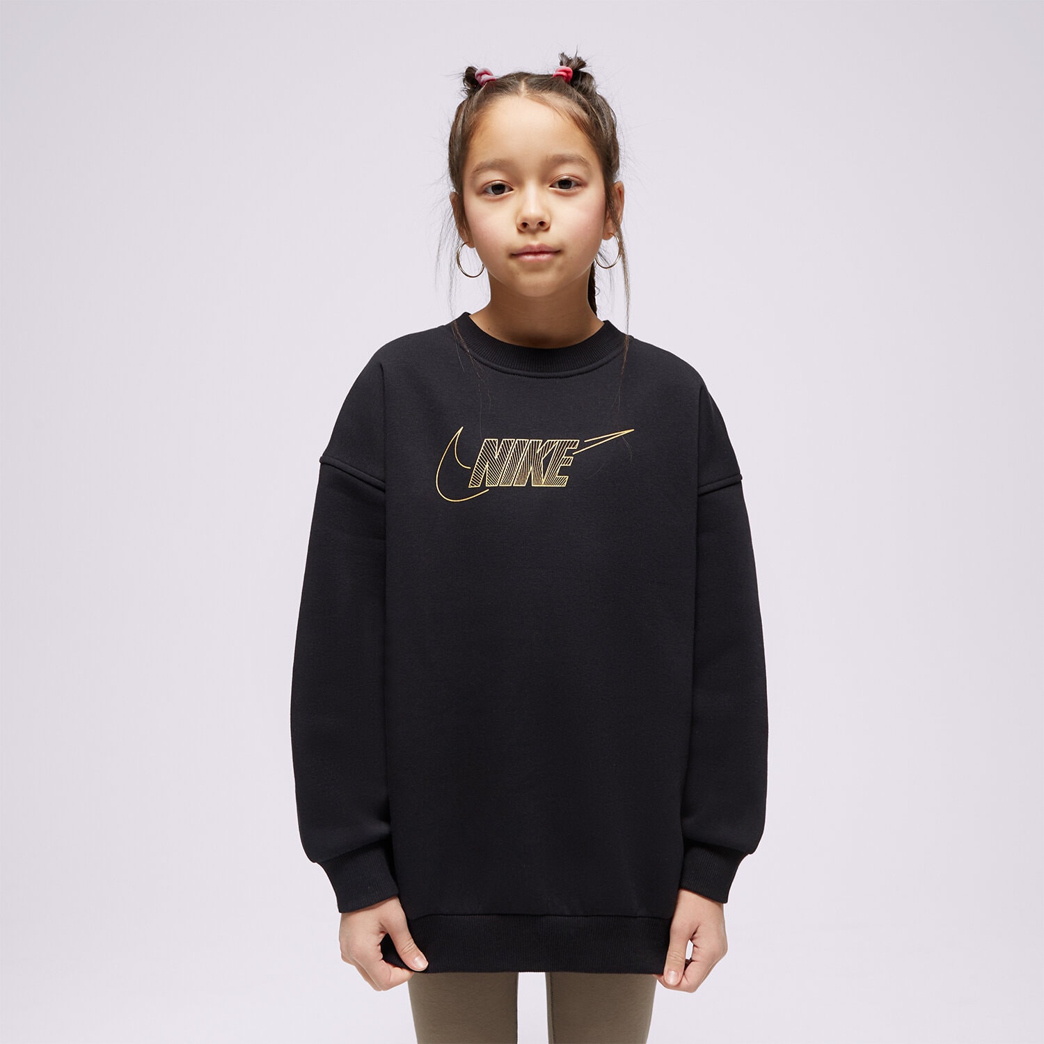 Dječje dukserice NIKE VESTA G NSW CLUB FLC BF CREW LS SHNE GIRL FJ6161-010 crna