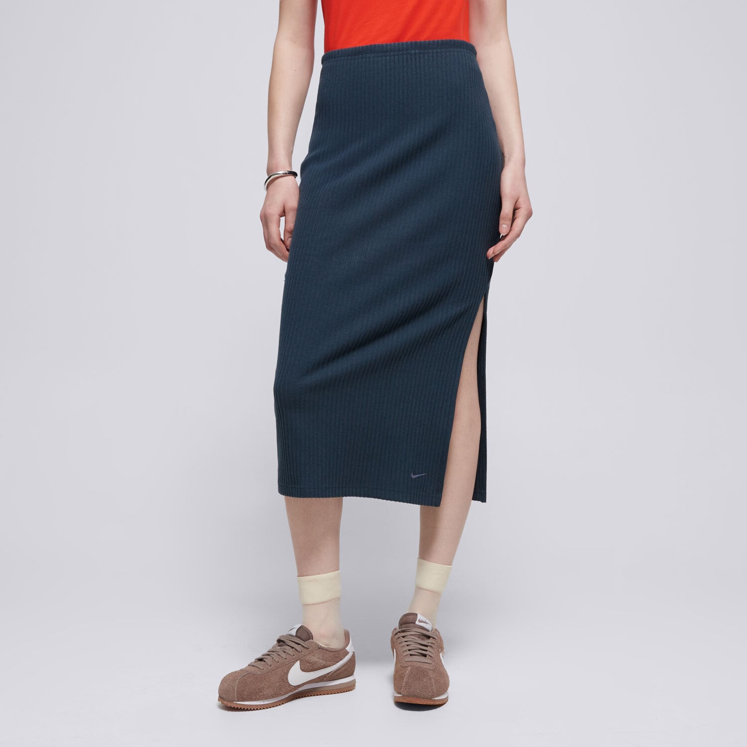 Ženske haljine i suknje NIKE KRATKA SUKNJA W NSW NK CHLL KNT RIB MD SKIRT FQ1636-478 tamno plava
