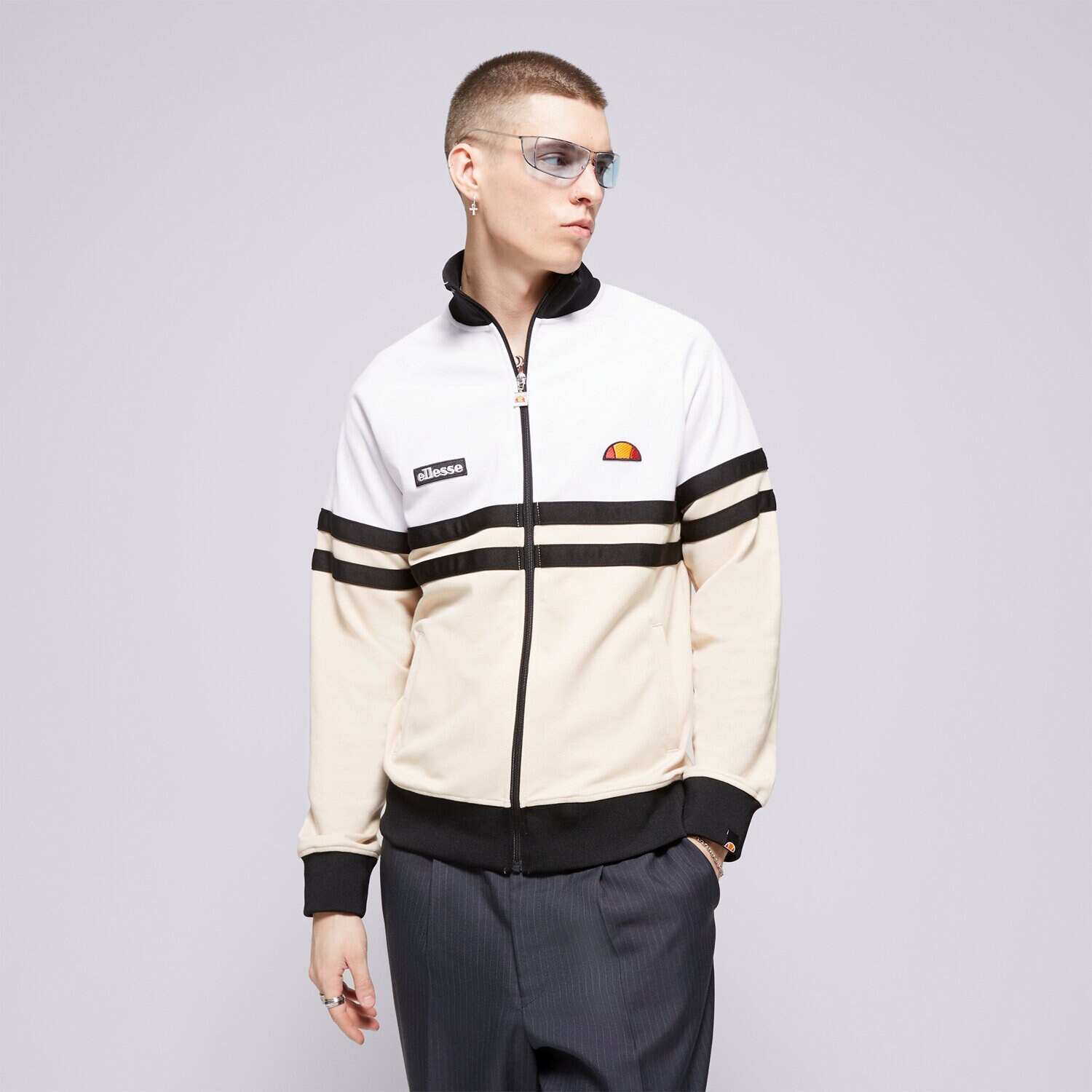 Muške dukserice ELLESSE VESTA RASKOPČANA RIMINI WHT/OFF WHT TRACK TOP SHR00892623 bijela