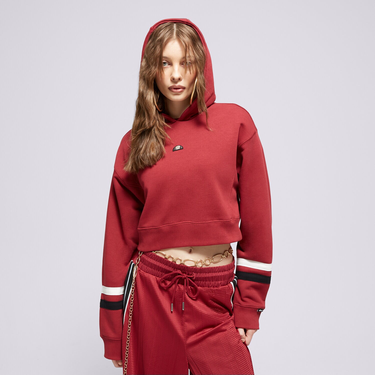 Ženske dukserice ELLESSE VESTA S KAPULJAČOM BARNES BRGND CROPPED HOODY SGV20145800 bordo