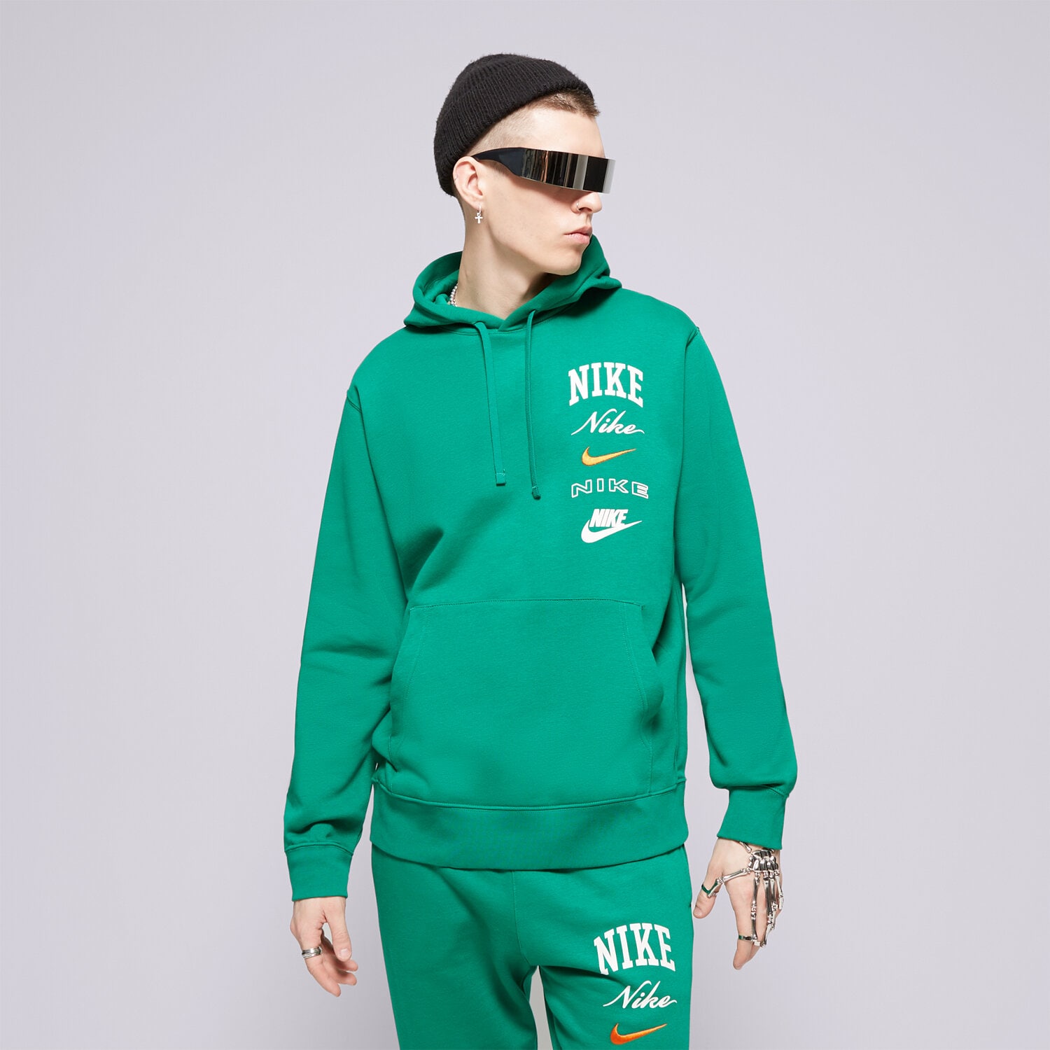 Muške dukserice NIKE VESTA S KAPULJAČOM M   NK CLUB BB PO HDY STACK GX FN2634-365 zelena