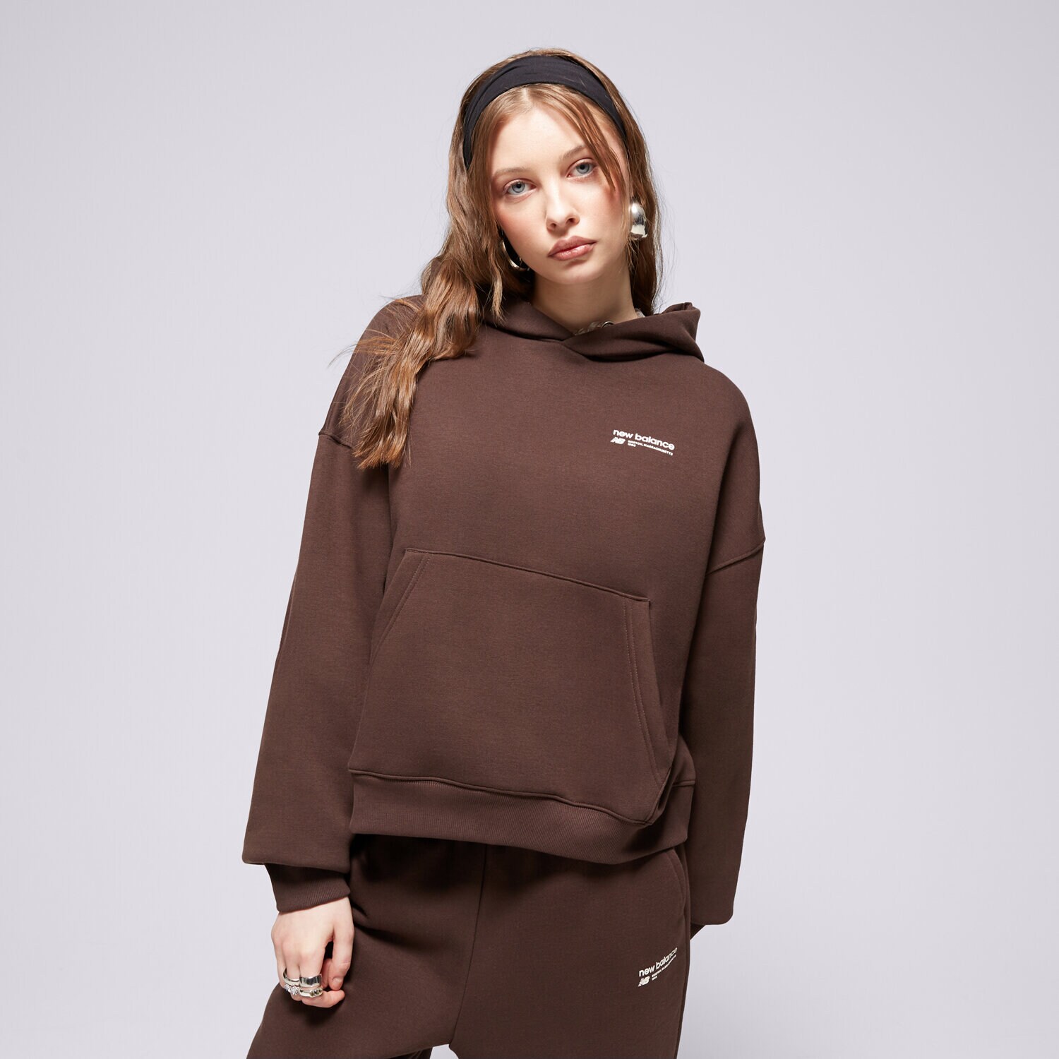 Ženske dukserice NEW BALANCE VESTA S KAPULJAČOM LINEAR HERITAGE WT33531KCF smeđa