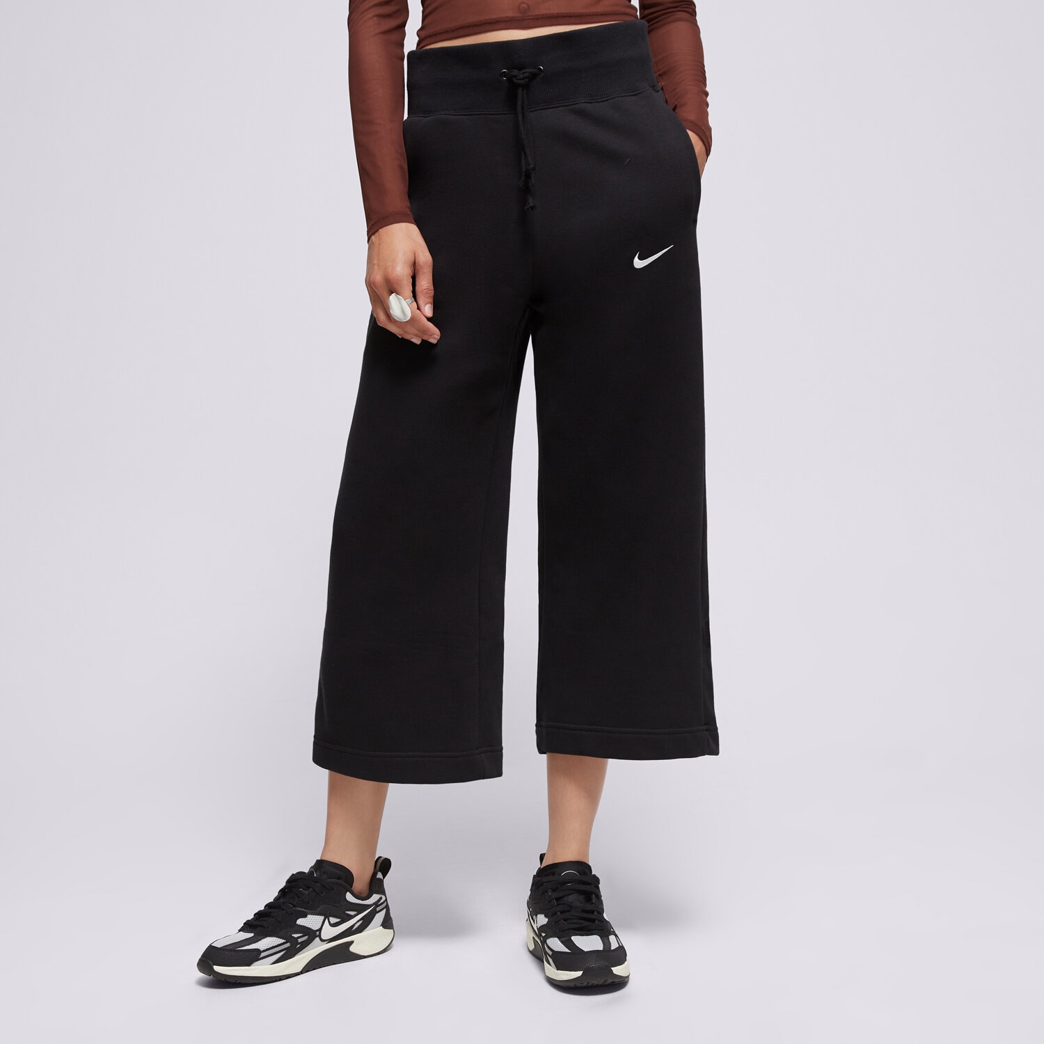 Ženske hlače NIKE HLAČE W NSW PHNX FLC HR CROP SWTP FB8313-010 crna