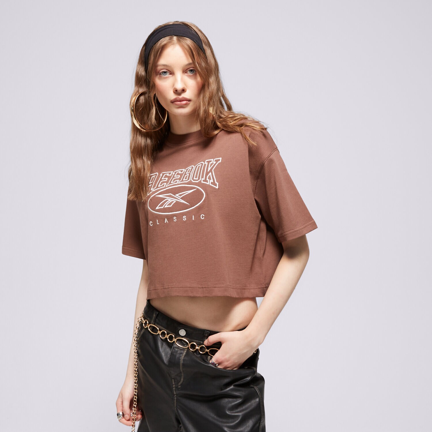 Ženske majice REEBOK T-SHIRT CL AE BIG LOGO CROP TEE 100075642 smeđa