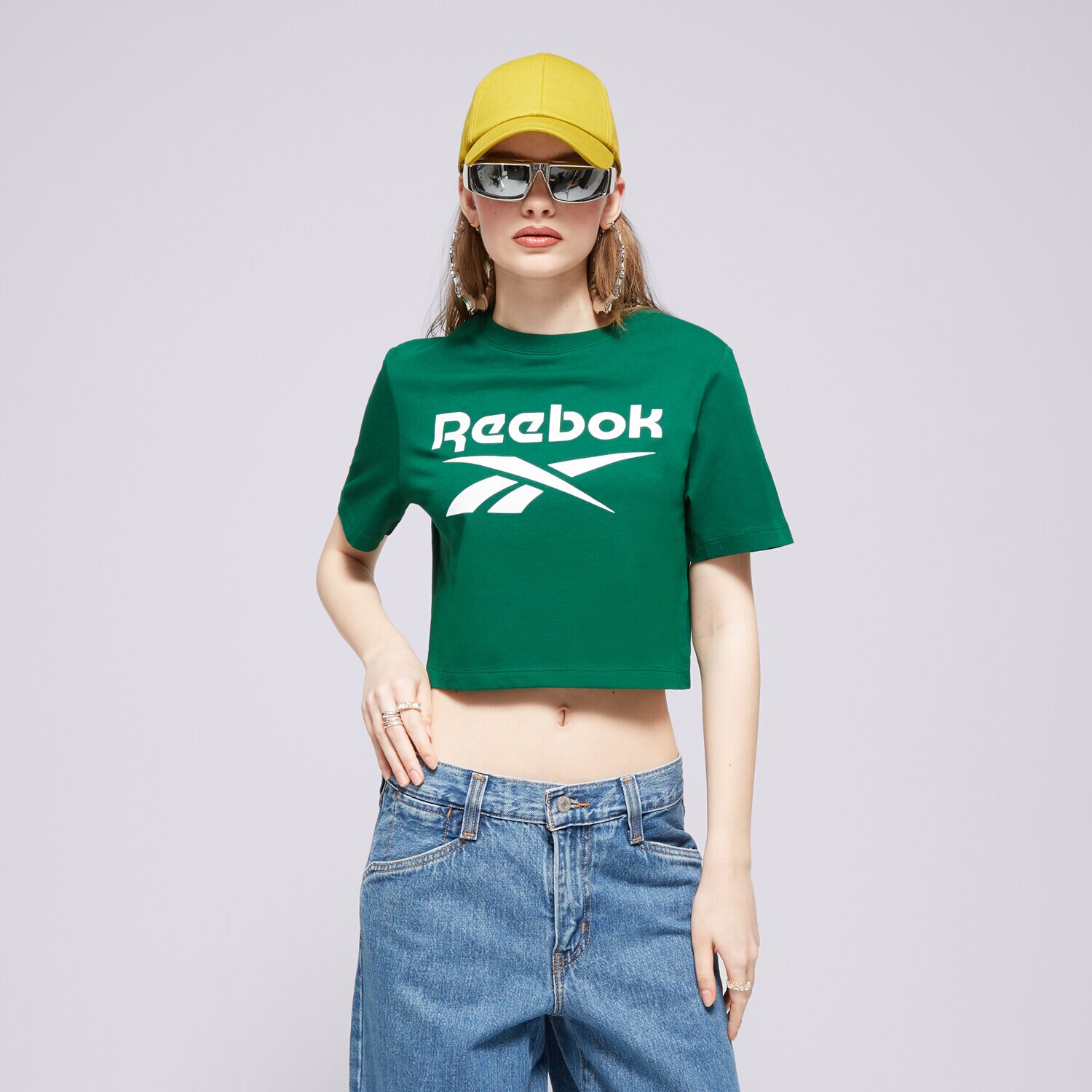Ženske majice REEBOK T-SHIRT REEBOK IDENTITY BIG LOGO CROP TEE 100076000 zelena
