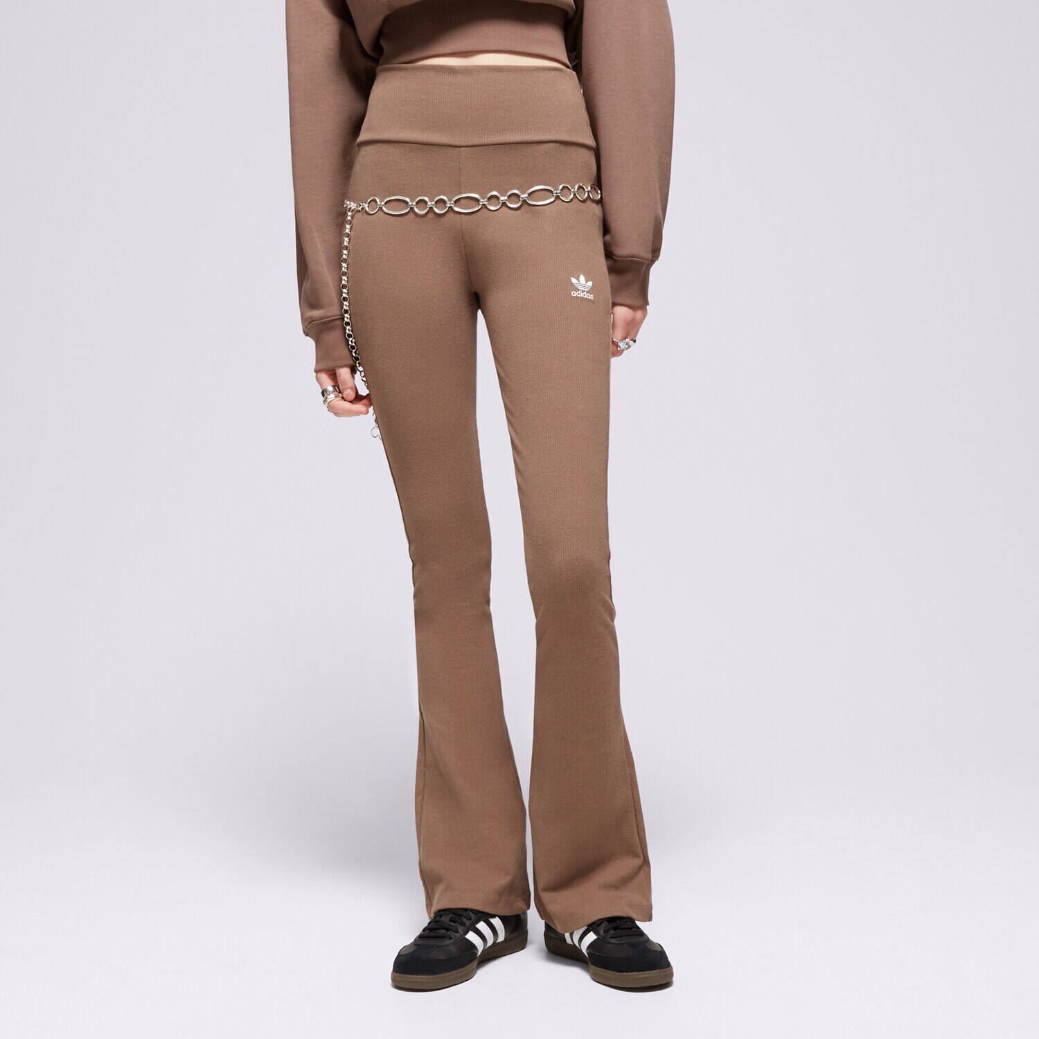 Ženske hlače ADIDAS HLAČE RIB FLARED PANT IR5945 smeđa
