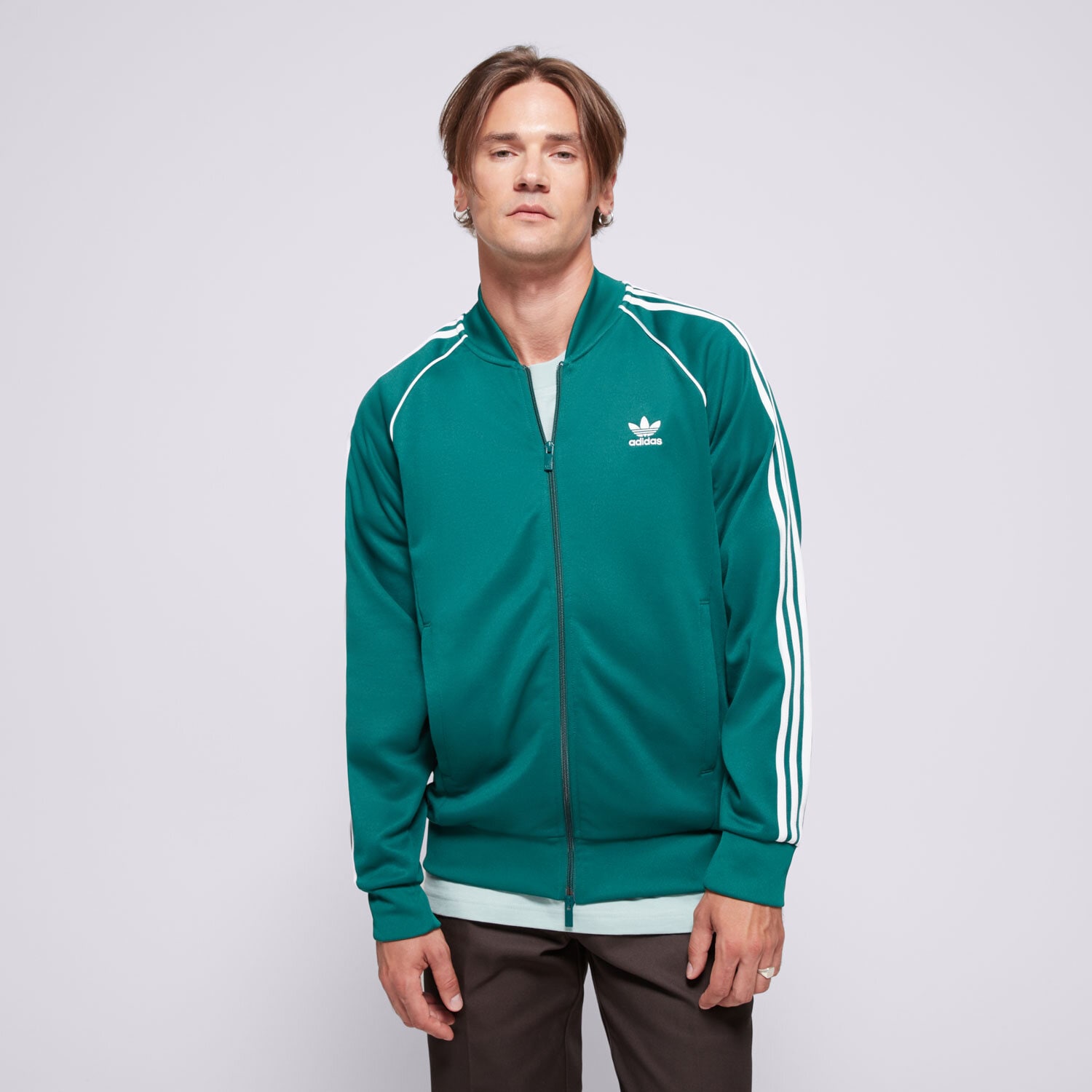 Muške dukserice ADIDAS VESTA RASKOPČANA SST TT ADICOLOR IR9863 zelena