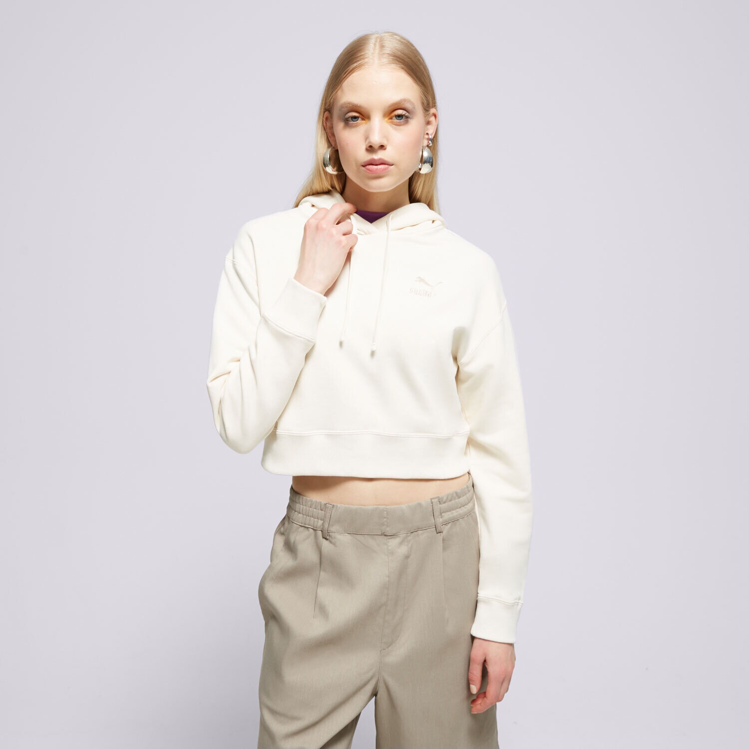 Ženske dukserice PUMA VESTA S KAPULJAČOM BETTER CLASSICS CROPPED 62422999 bež