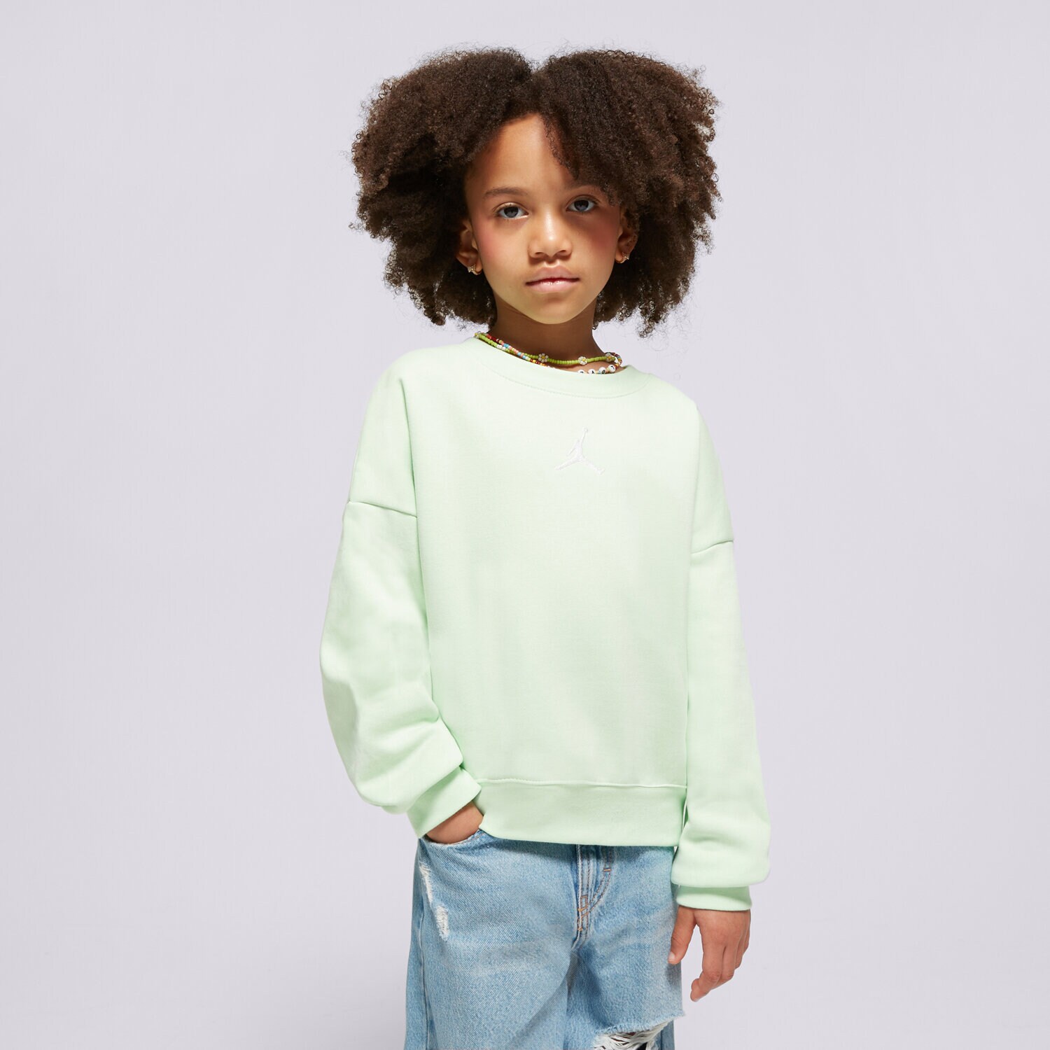 Dječje dukserice JORDAN VESTA ICON PLAY OVERSIZED CREW GIRL 45C387-E2E zelena