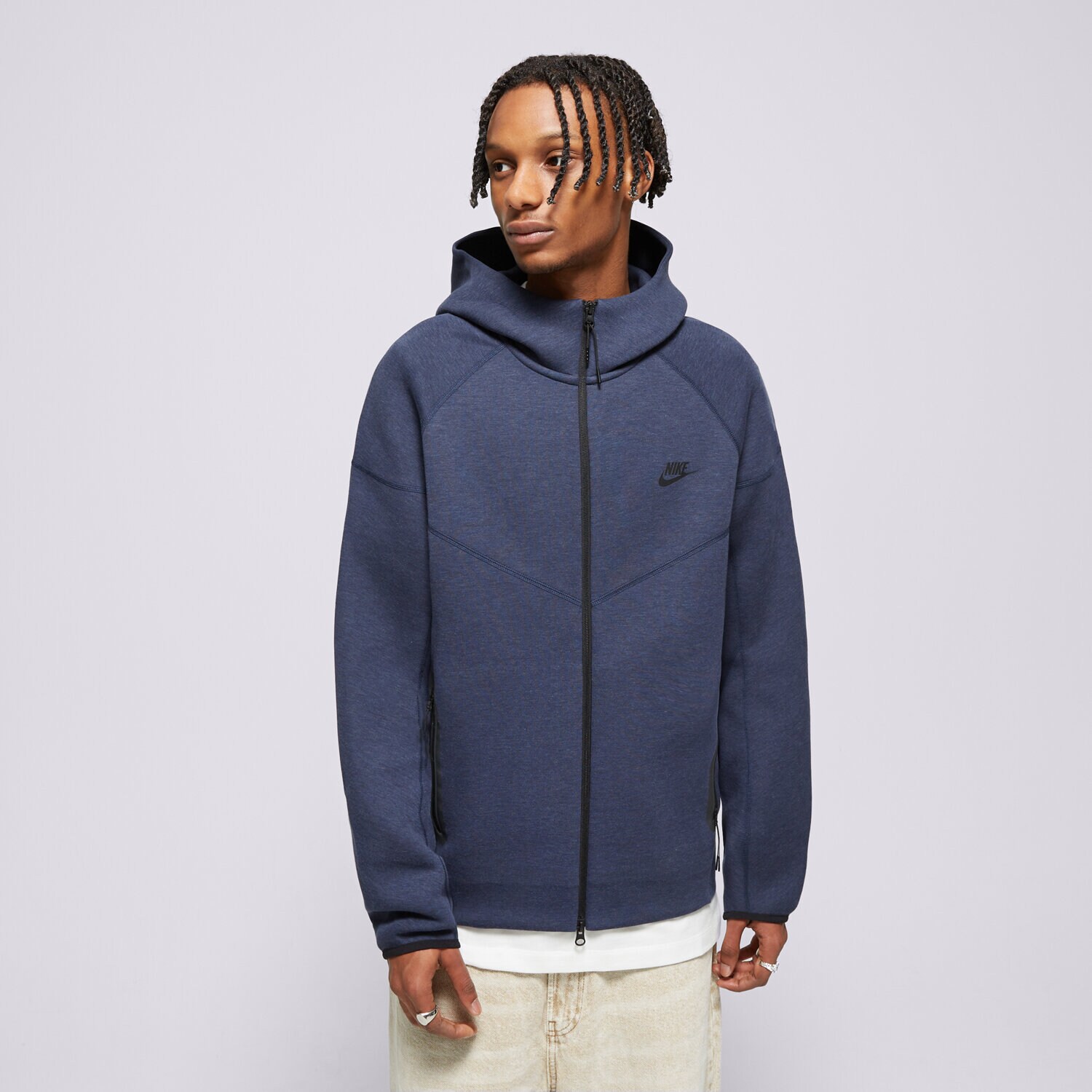 Muške dukserice NIKE VESTA S KAPULJAČOM M NK TCH FLC FZ WR HOODIE FB7921-473 tamno plava