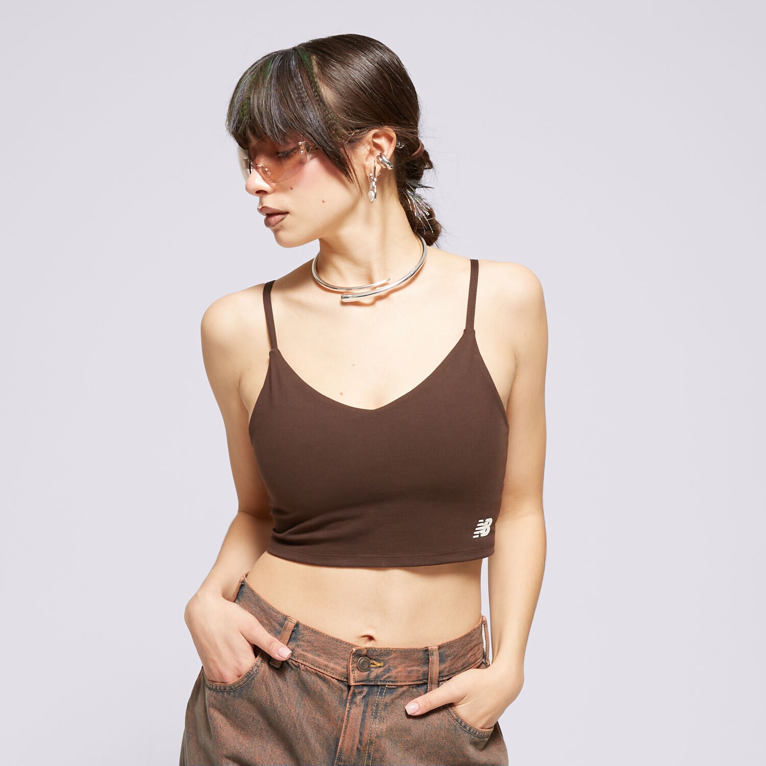 Ženske majice NEW BALANCE TOP LINEAR HERITAGE SOFT BRA WB41030KCF smeđa