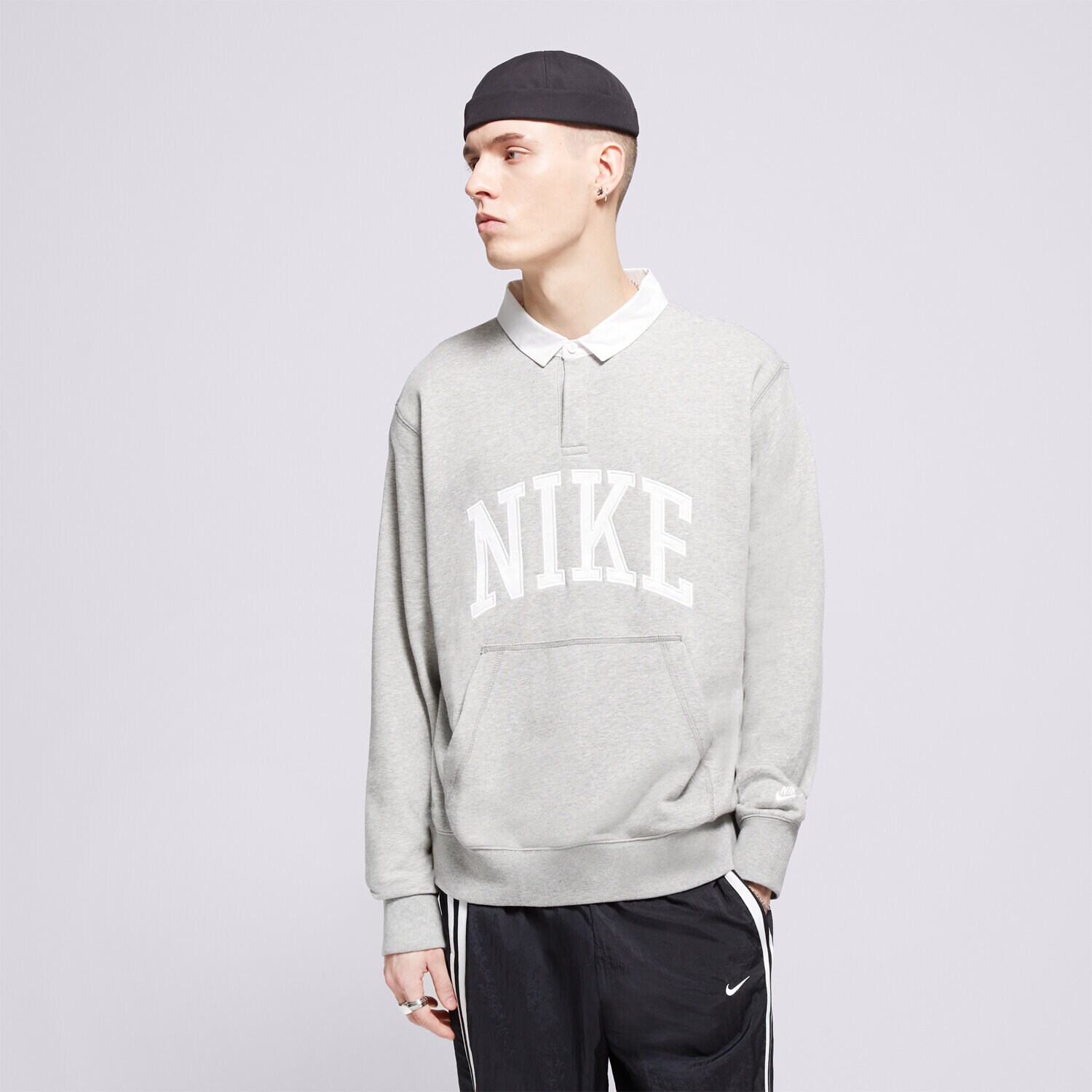 Muške dukserice NIKE VESTA M NK CLUB HBR FT LS POLO FN3112-063 siva