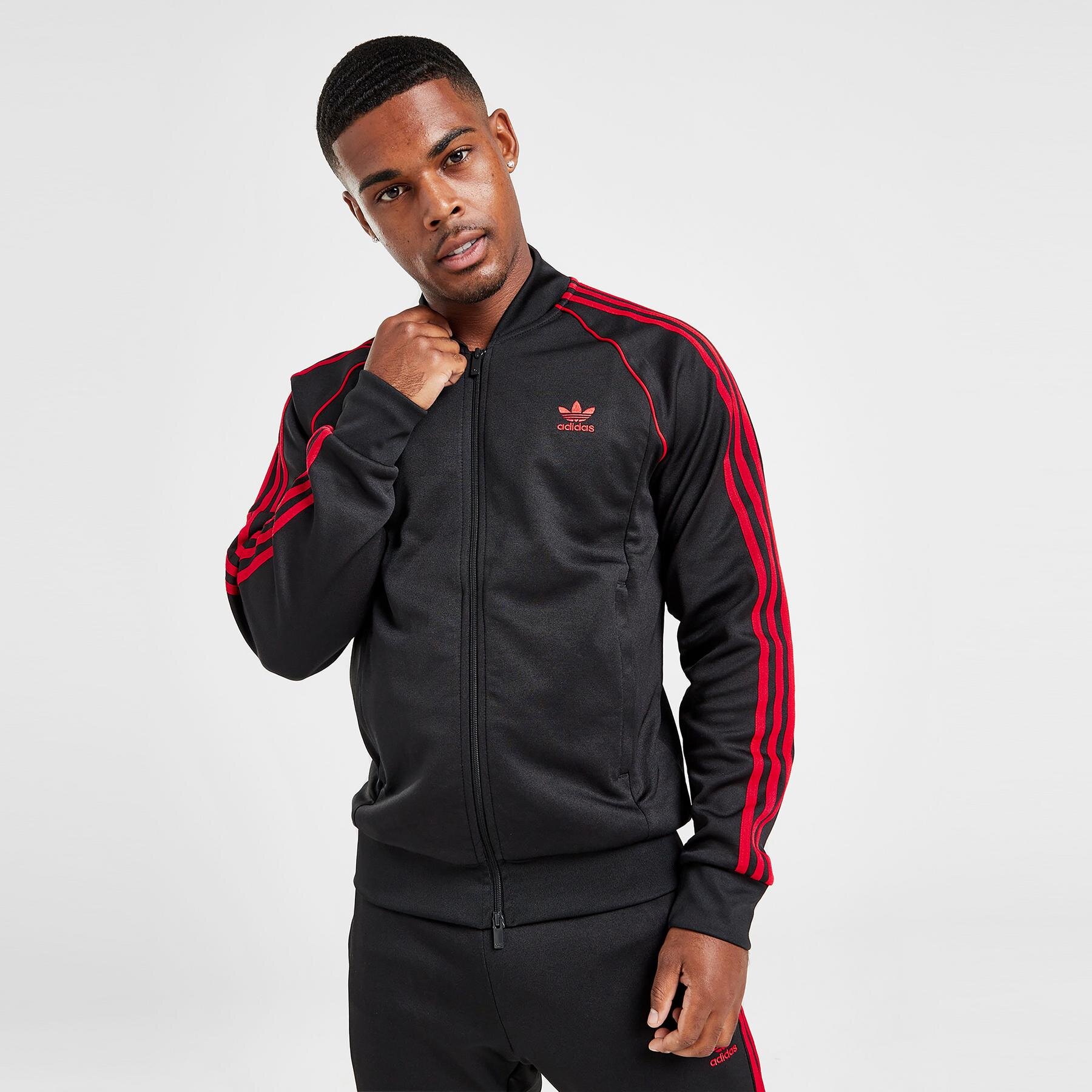 Muške dukserice ADIDAS VESTA RASKOPČANA SSTAR TT BLK/RED IT7144 crna