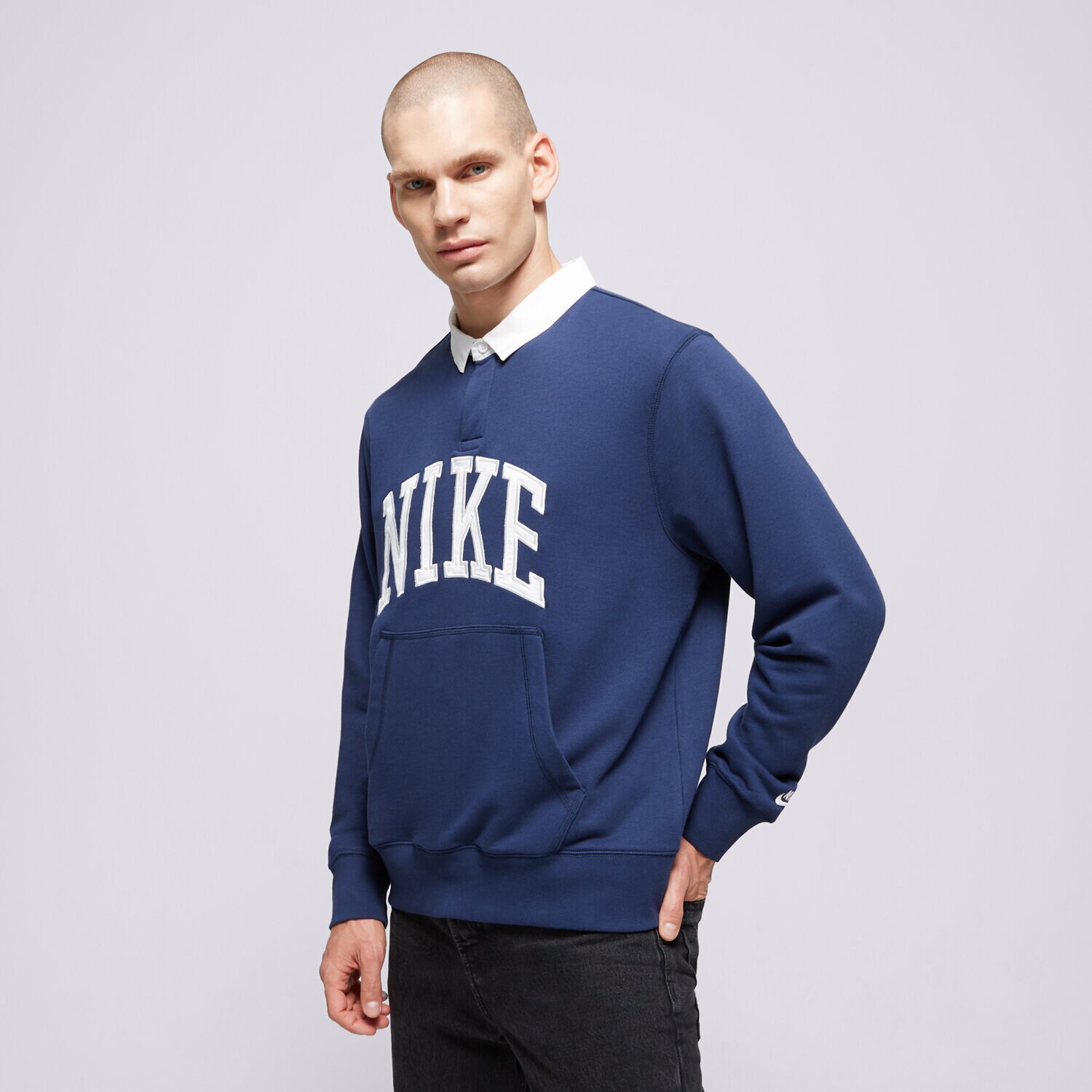 Muške dukserice NIKE VESTA M NK CLUB HBR FT LS POLO FN3112-410 tamno plava