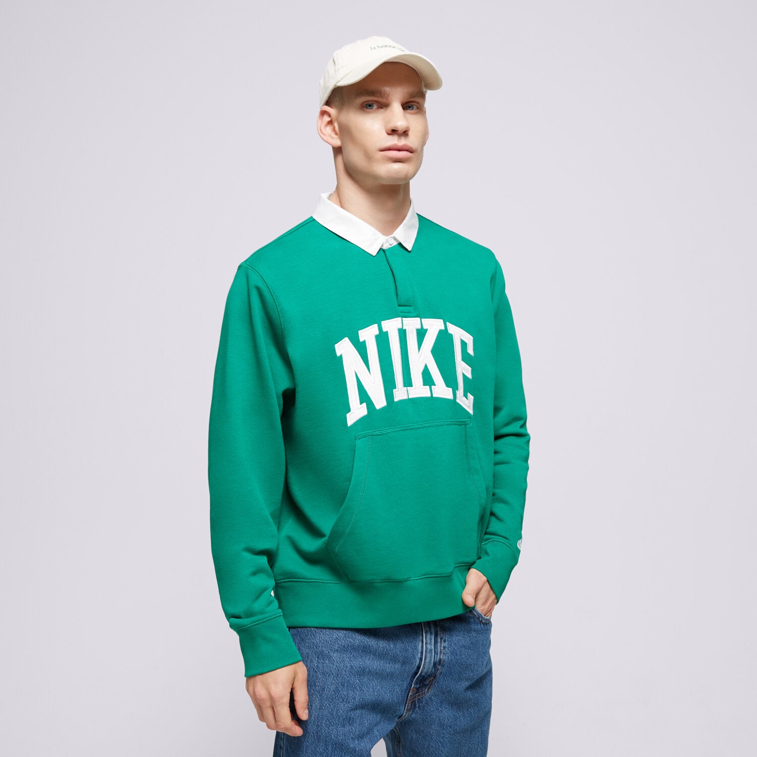 Muške dukserice NIKE VESTA M NK CLUB HBR FT LS POLO FN3112-365 zelena