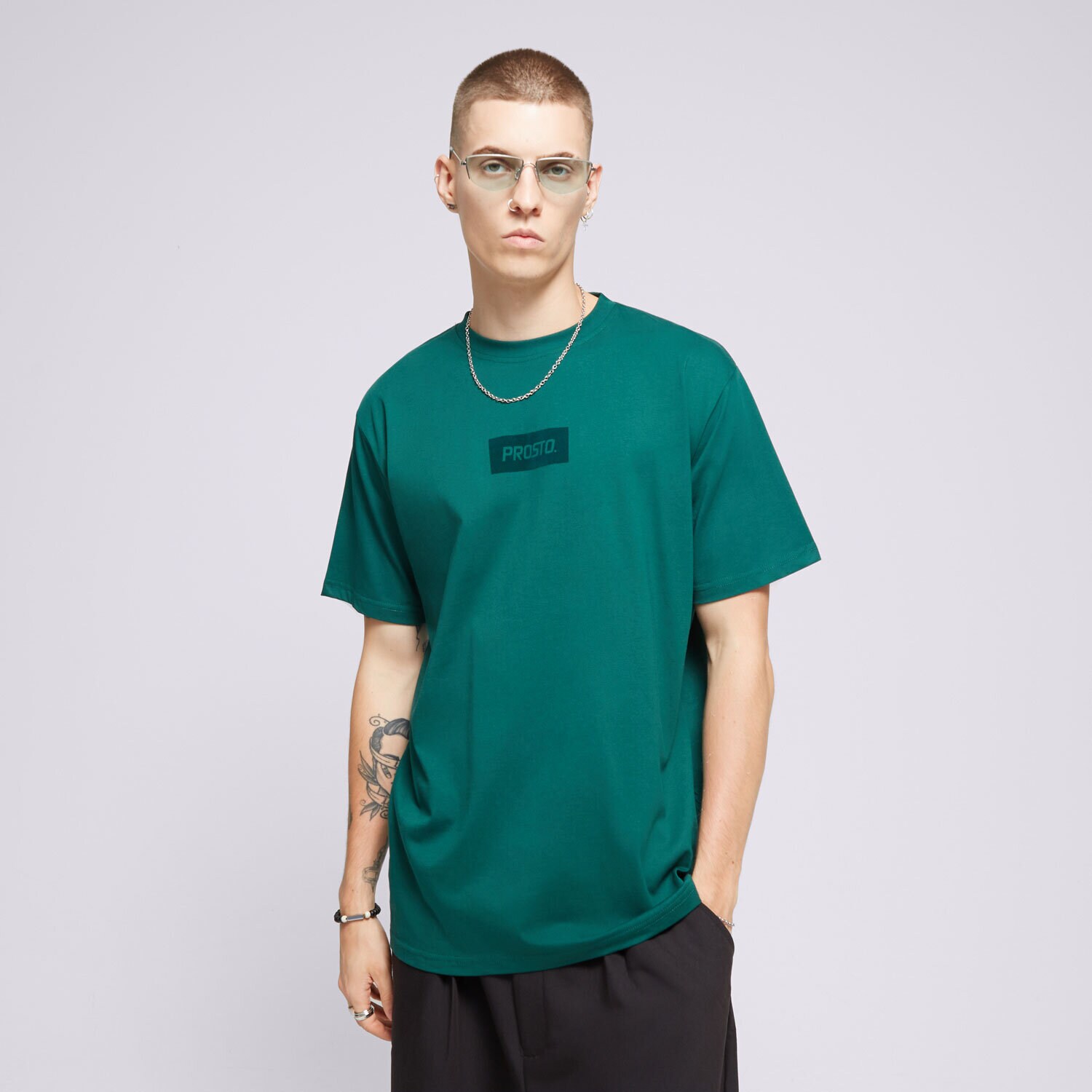 Muške majice PROSTO  T-SHIRT CLOSS GREEN KL241MTEE1222 zelena