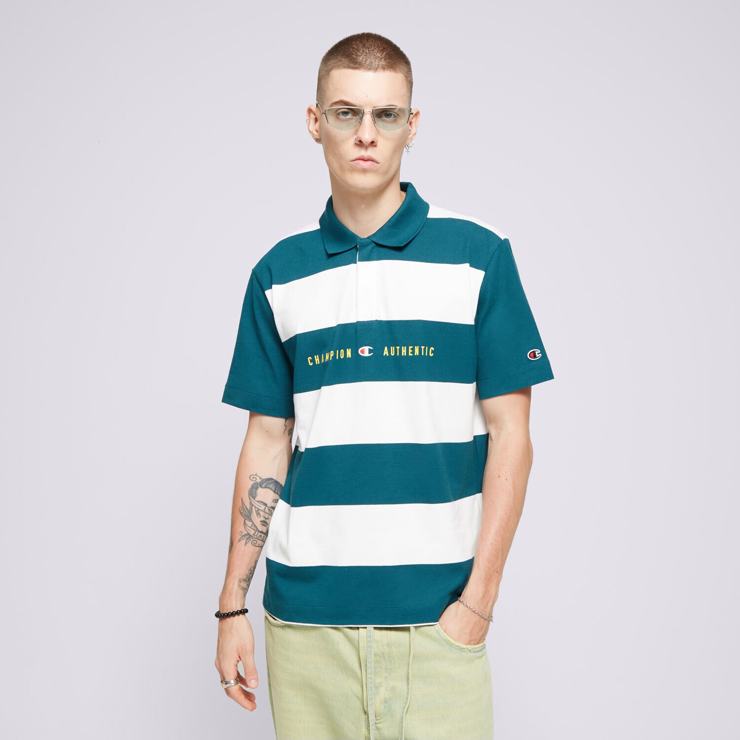 Muške majice CHAMPION POLO STRIPED POLO 219858GS549 zelena