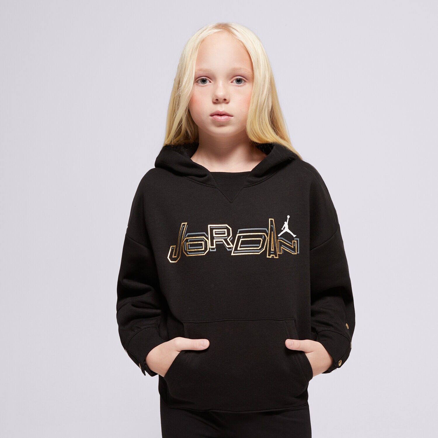 Dječje dukserice JORDAN VESTA S KAPULJAČOM TAKE FLIGHT SNAP GIRL 45C807-023 crna