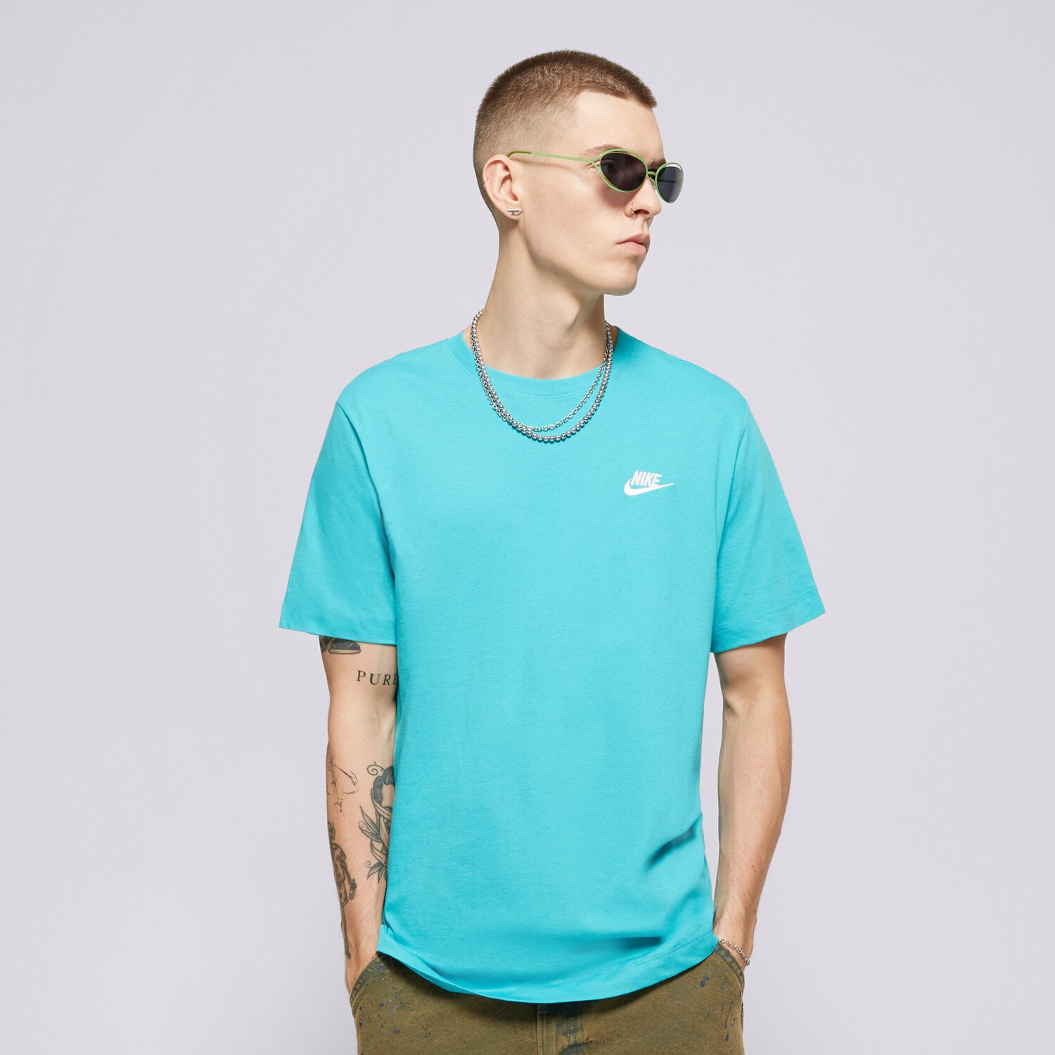 Muške majice NIKE T-SHIRT M NSW CLUB TEE AR4997-345 tirkizna