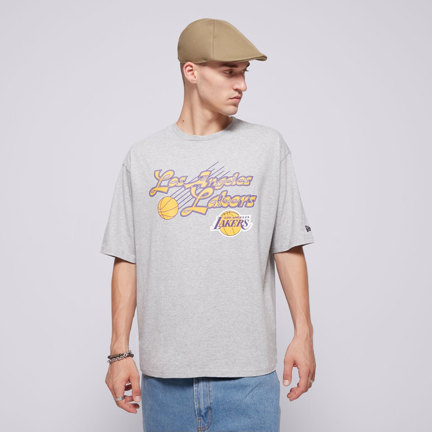Muške majice NEW ERA T-SHIRT NBA SCRIPT OS LAKERS LOS ANGELES LAKERS HGRC 60564788 siva