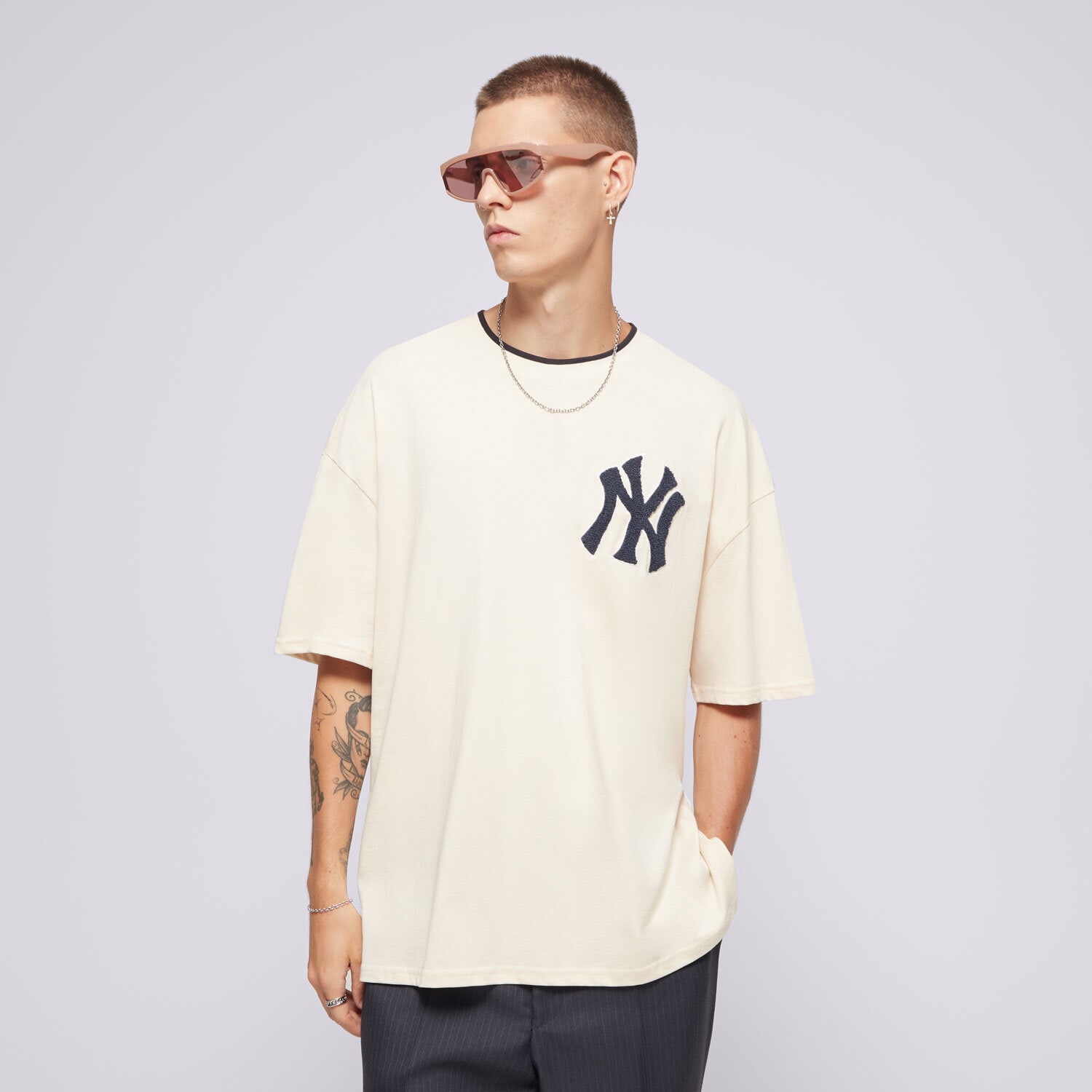 Muške majice NEW ERA T-SHIRT WS NYY NEW YORK YANKEES LTCNVY 60564866 bež
