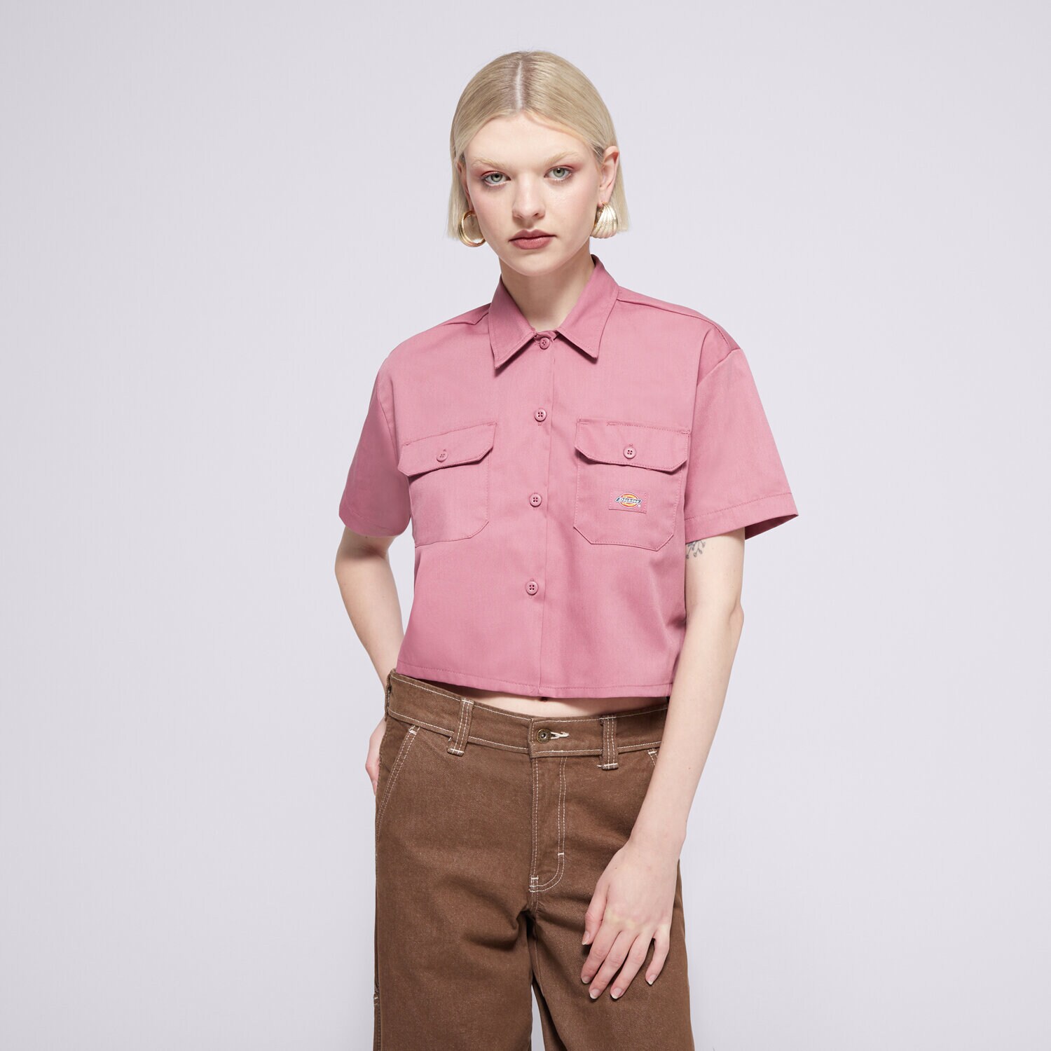 Ženske majice DICKIES KOŠULJA WORK SHIRT CROPPED SS W DK0A4YSXJ541 ljubičasta