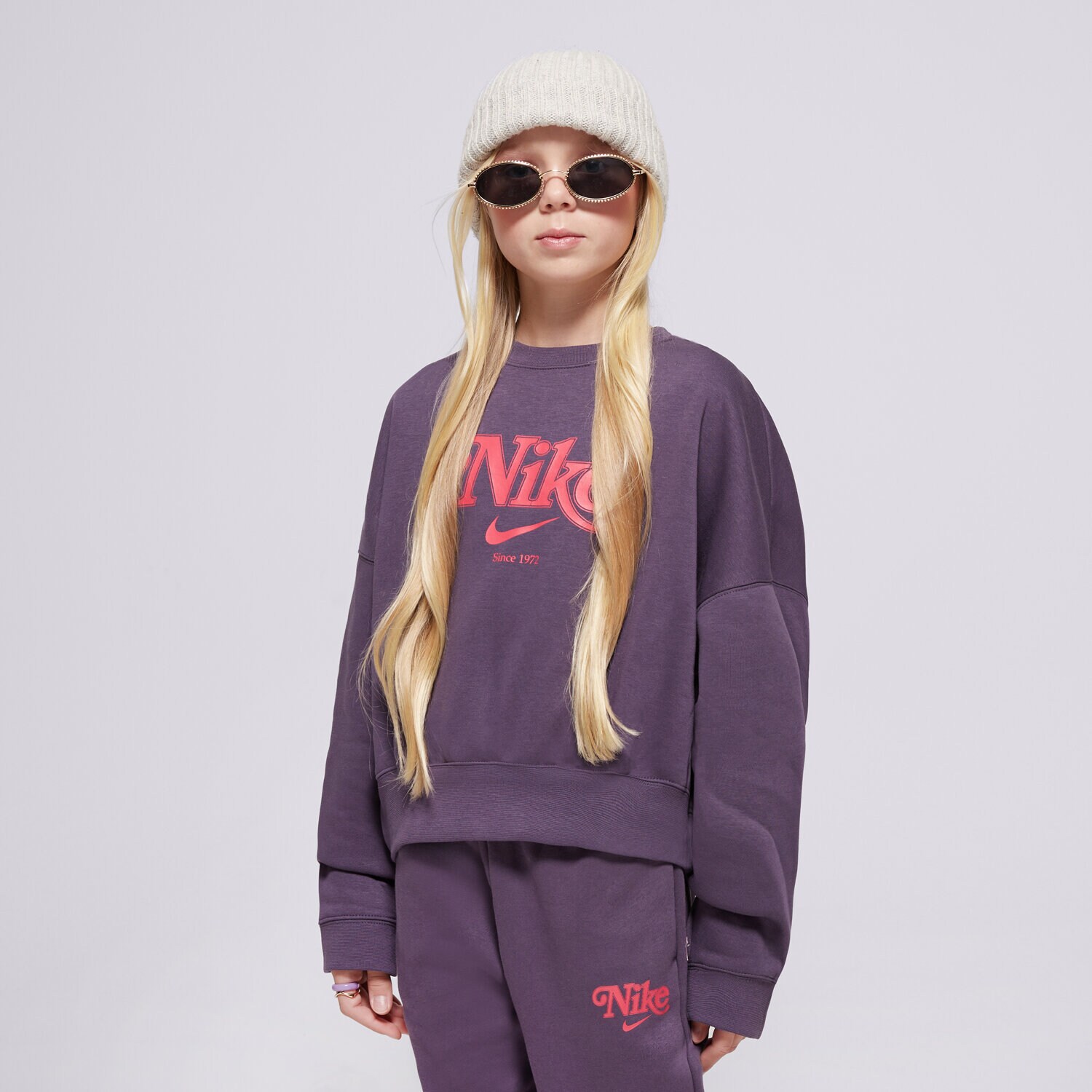 Dječje dukserice NIKE VESTA G NSW TREND FLC CRP CREW GIRL HM0531-573 tamno plava