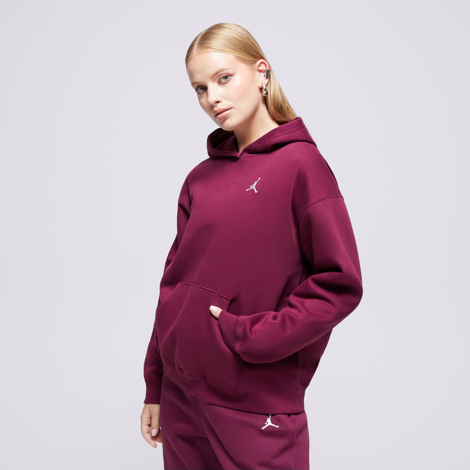 Ženske dukserice VESTA S KAPULJAČOM W JORDAN BRKLN FLC PO 24 FV7071-610 bordo