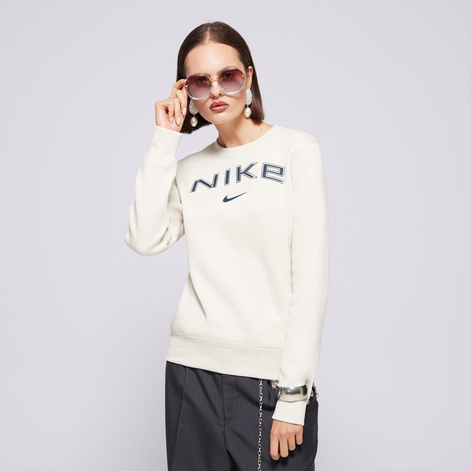 Ženske dukserice NIKE VESTA W NSW PHNX FLC STD LOGO CREW HM9754-104 bež