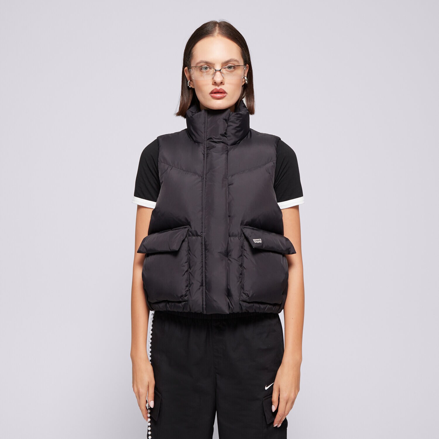 Ženske prsluci LEVI'S PRSLUK WESTERN BUBBLE VEST BLACKS A8526-0003 crna