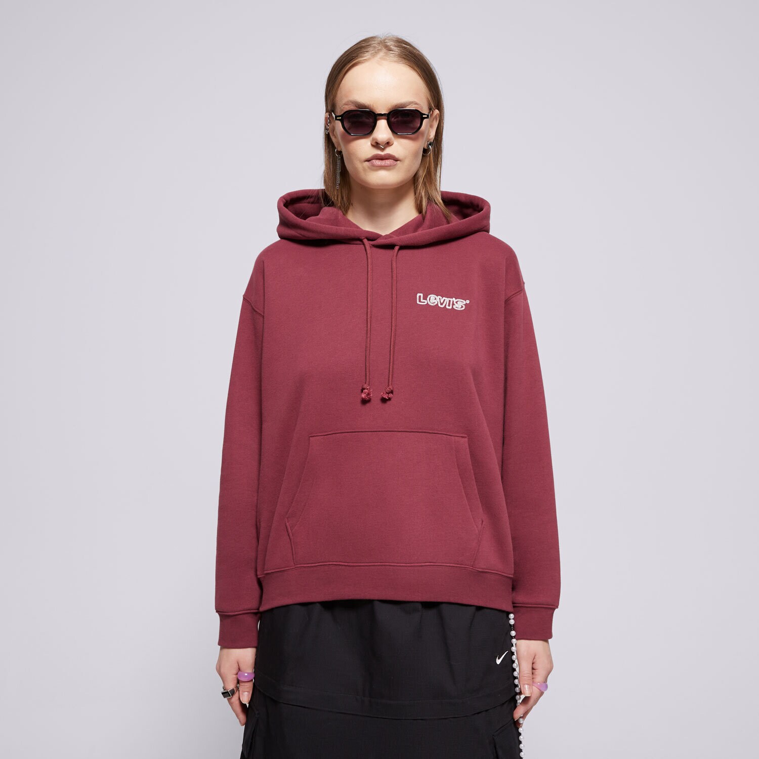 Ženske dukserice LEVI'S VESTA S KAPULJAČOM GRAPHIC EVERYDAY HOODIE REDS A8801-0009 bordo