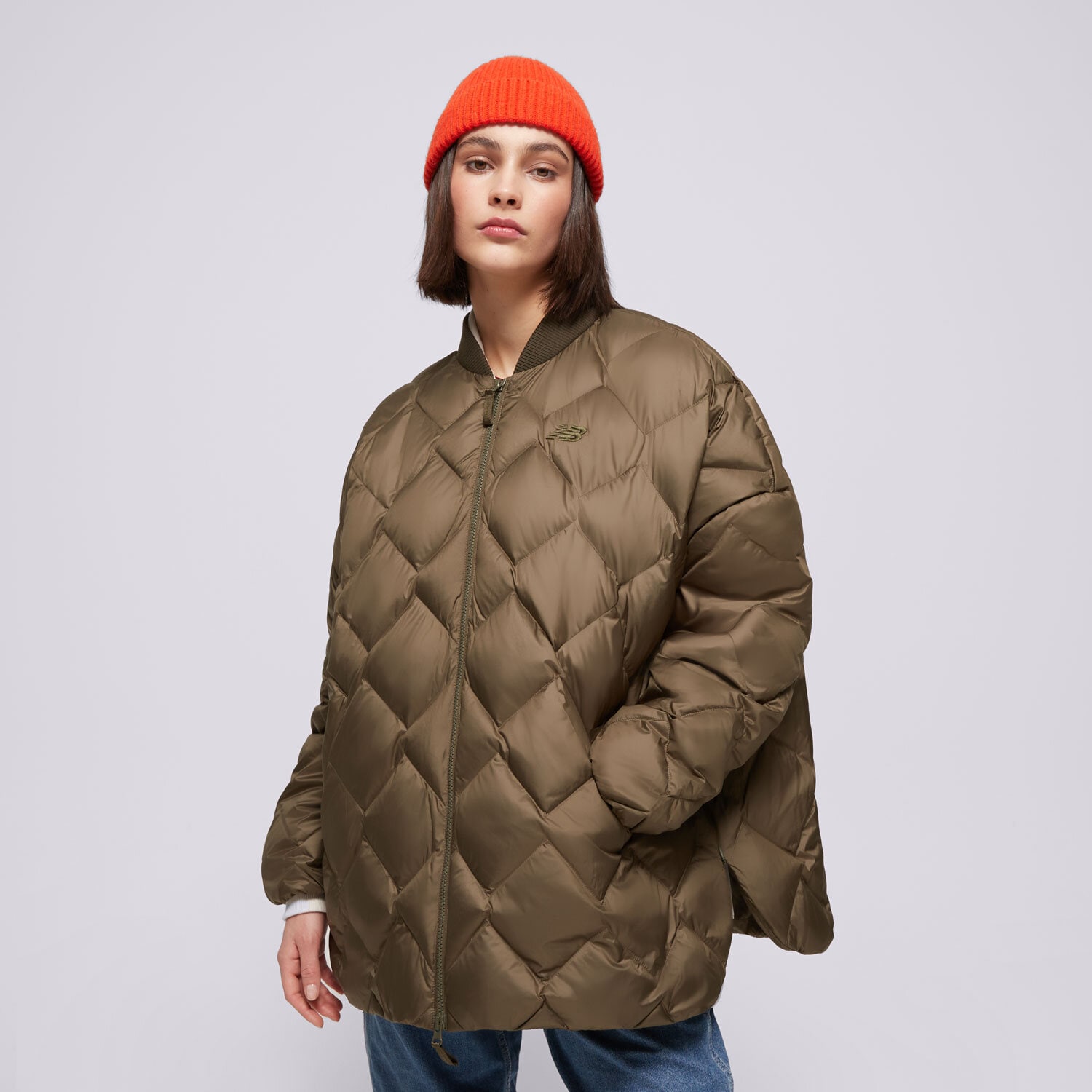 Ženske zimske jakne NEW BALANCE JAKNA PINNACLE BOMBER FRENCH WJ43503DMO kaki