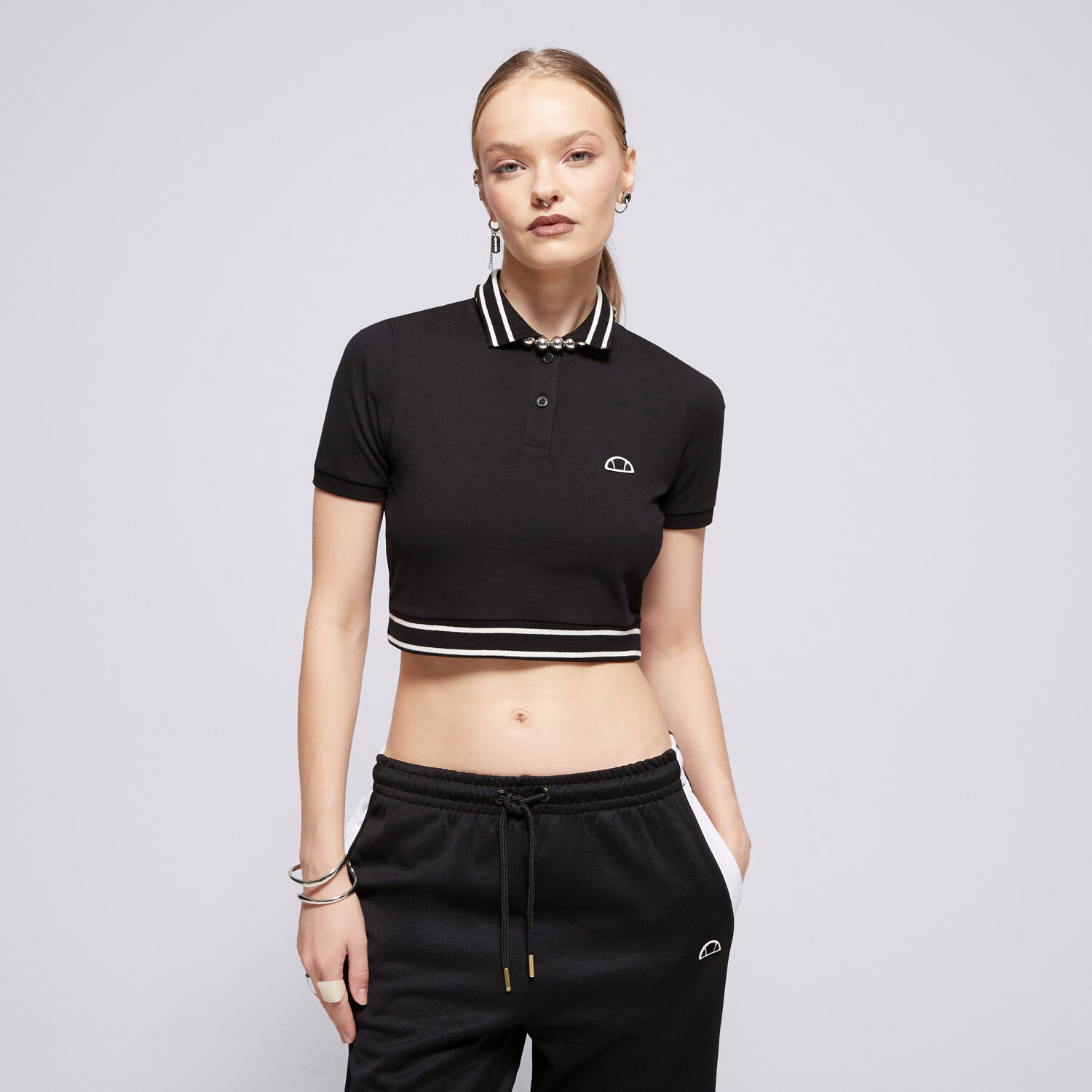 Ženske majice ELLESSE POLO TRIXIE CROPPED POLO BLK SGX21017011 crna