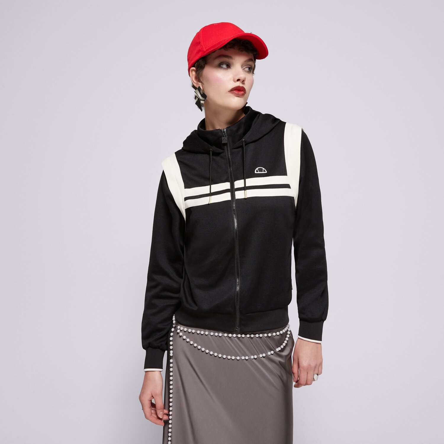 Ženske dukserice ELLESSE VESTA RASKOPČANA S KAPULJAČOM PERNA   BLK/OWHT CROPP SGT19163054 crna