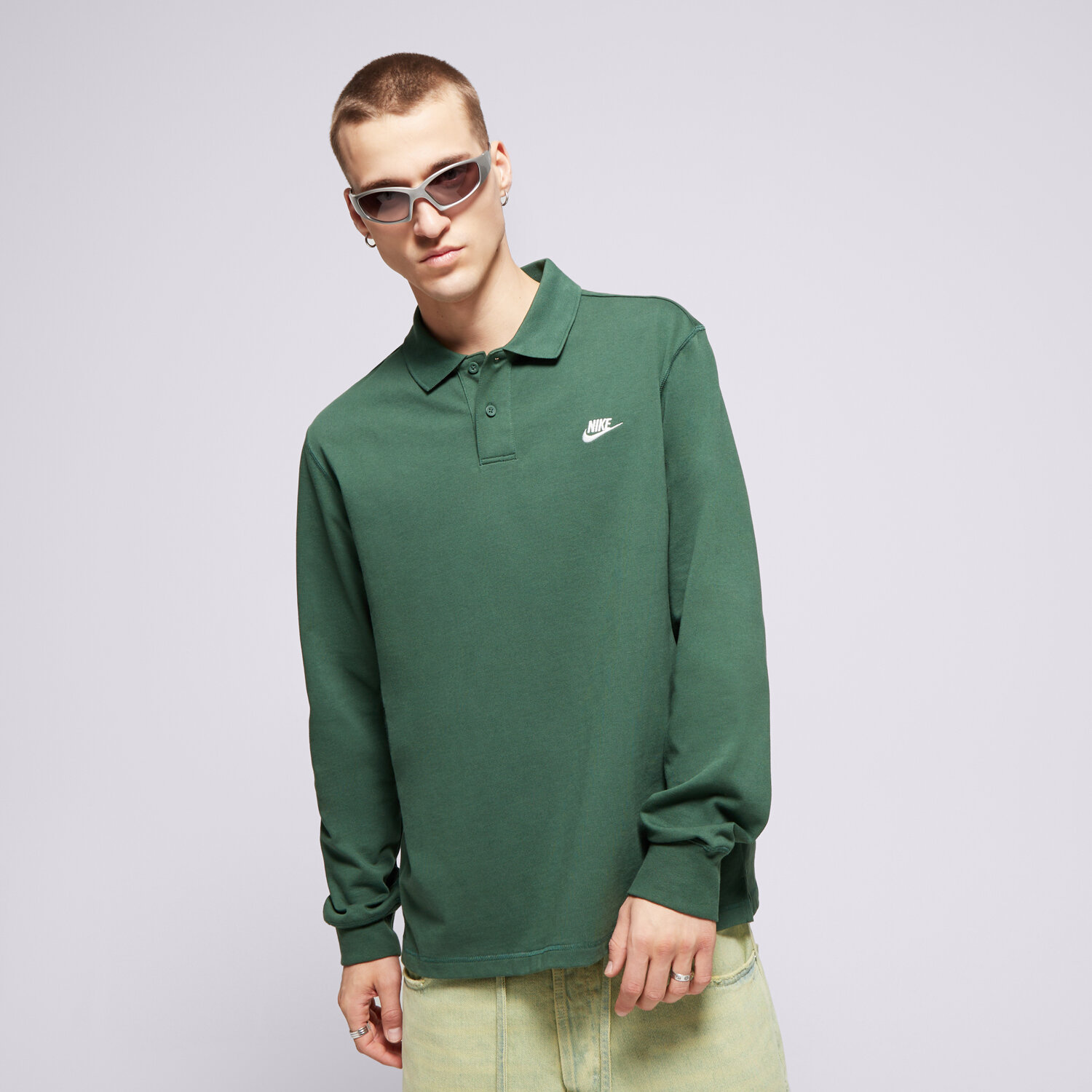 Muške majice NIKE POLO M NK CLUB KNIT LS POLO FQ3417-323 zelena