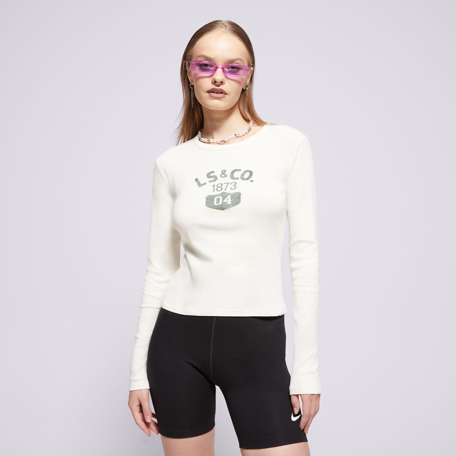 Ženske majice LEVI'S T-SHIRT GRAPHIC LS RICKIE TEE NEUTRALS A0459-0012 bijela