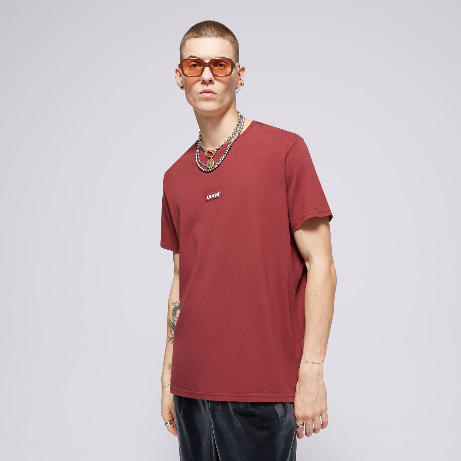 Muške majice LEVI'S T-SHIRT SS RELAXED BABY TAB T NEUTRALS 79554-0098 bordo
