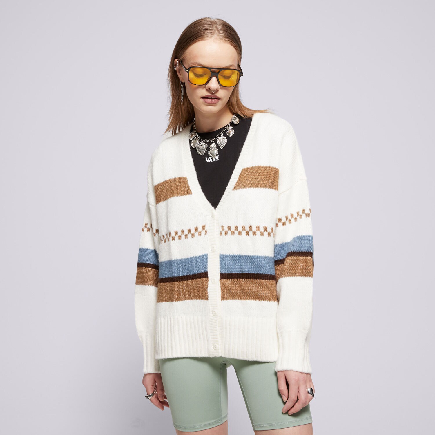 Ženske dukserice VANS PULOVER VALERIE STRIPE CARDIGAN VN000HJBFS8 šarena