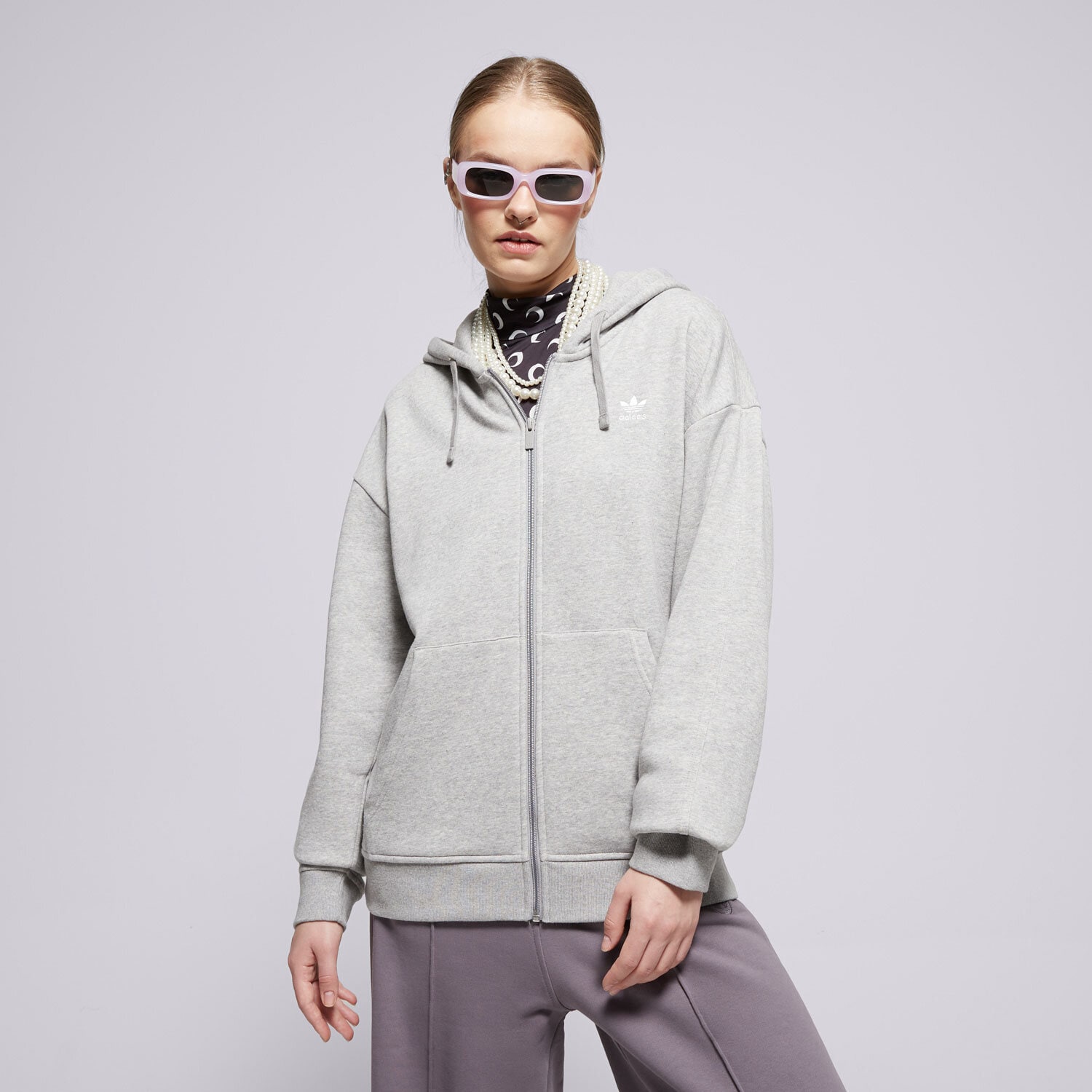 Ženske dukserice ADIDAS VESTA S KAPULJAČOM ESS FZ HOODIE IY9622 siva