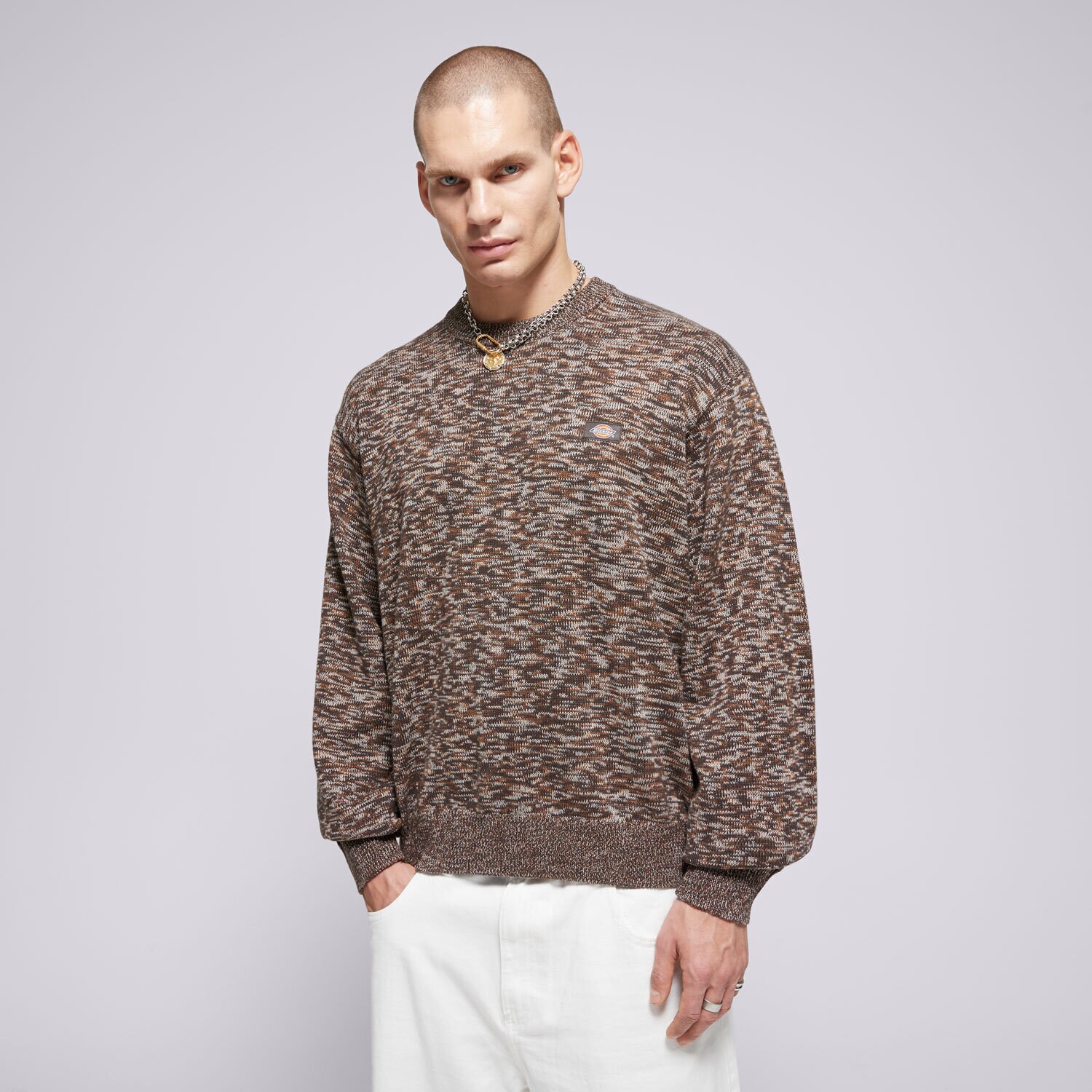 Muške dukserice DICKIES PULOVER OAKPORT MARL SWEATER DK0A4Z310DB1 smeđa