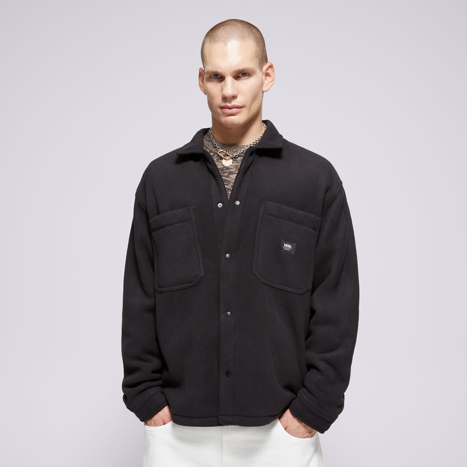 Muške zimske jakne VANS JAKNA PENMAR HEAVYWEIGHT RUNO FLEECE SHACKET VN000HNSBLK crna