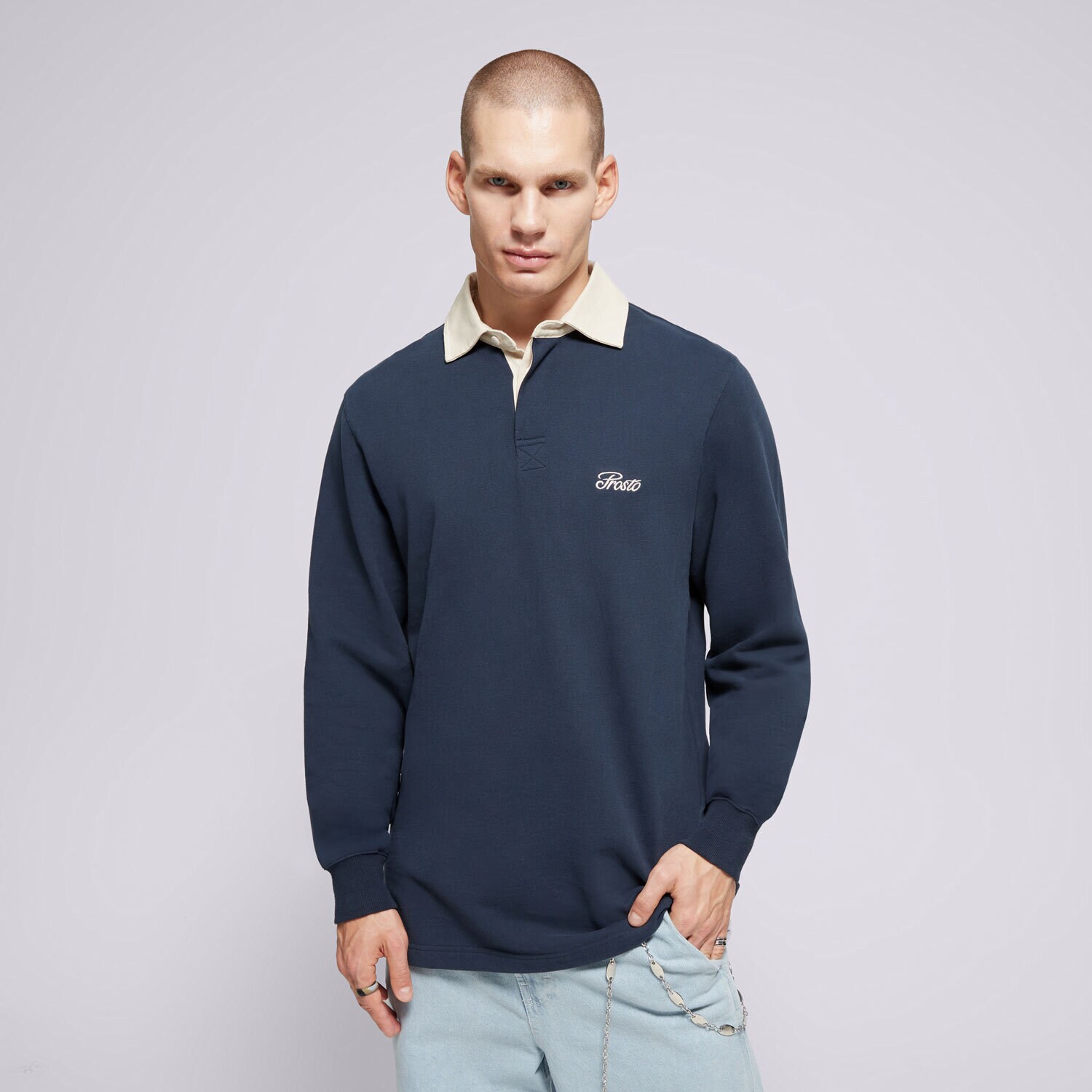 Muške majice PROSTO POLO LONG DIMES NAVY KL242MTEE5011 tamno plava