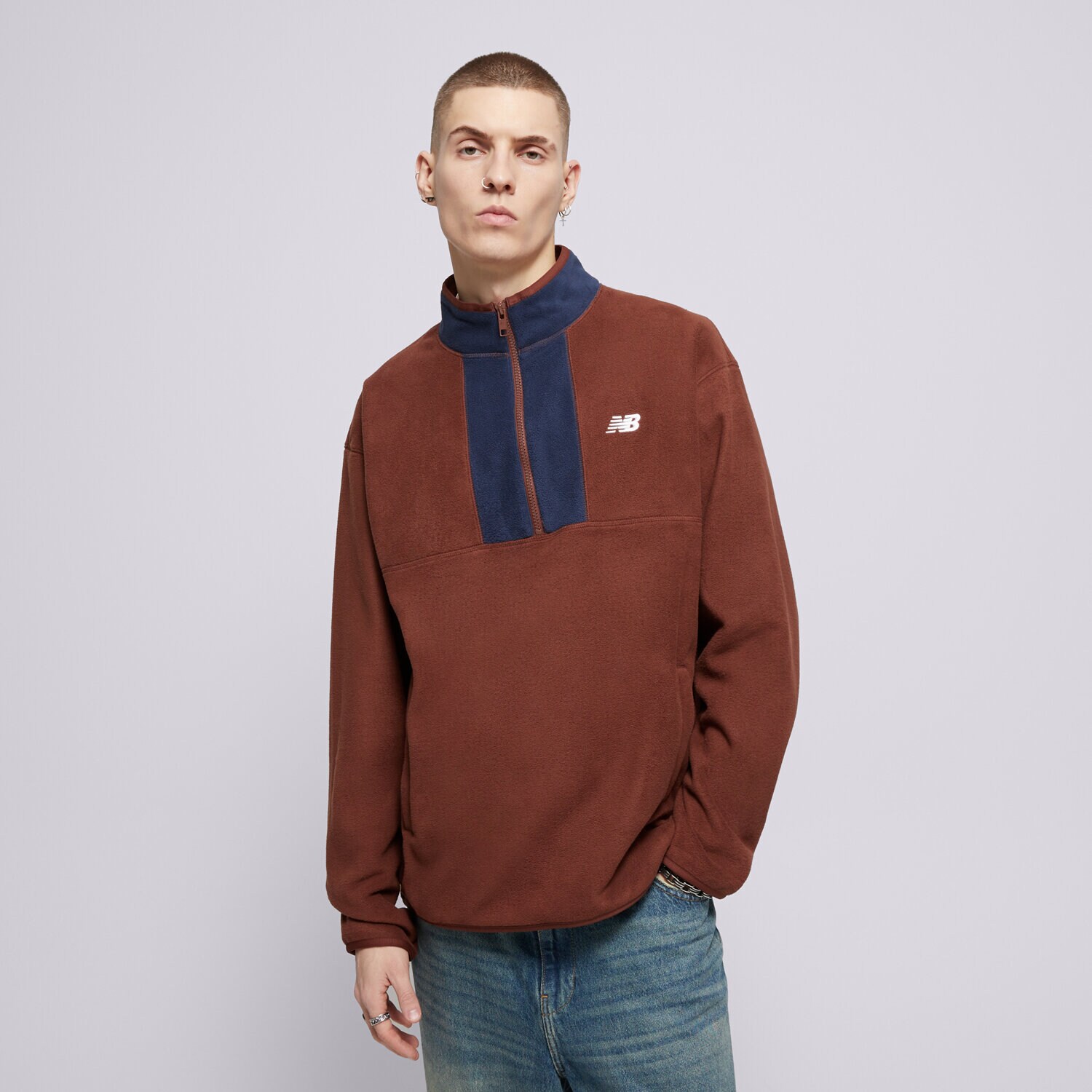 Muške dukserice NEW BALANCE RUNO FLEECE 1/2 ZIP MT43518ROK smeđa